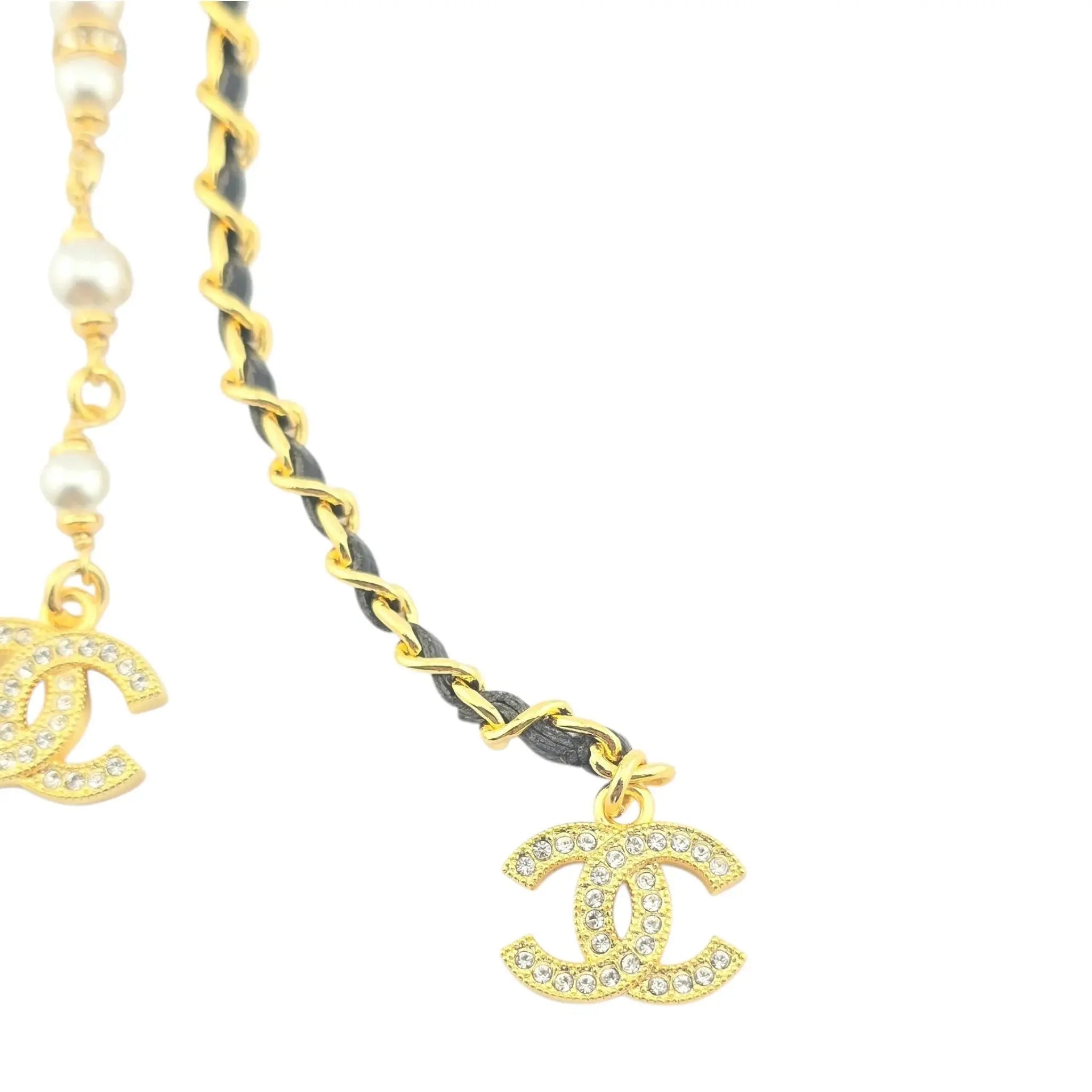 Chanel CC Faux Pearl Leather Gold Necklace 2024 CHANEL