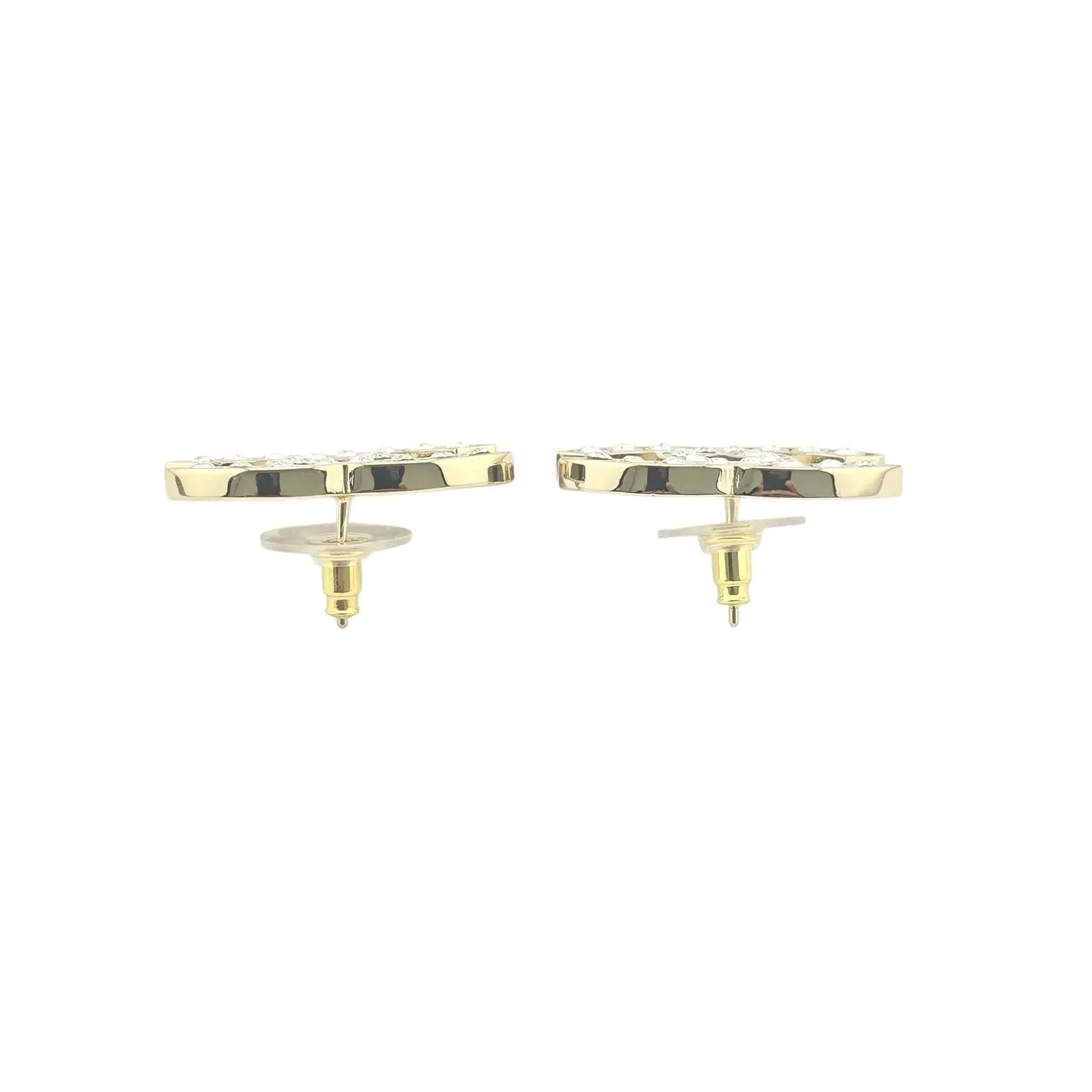 Chanel CC 23S Gold Crystal Stud Earrings CHANEL