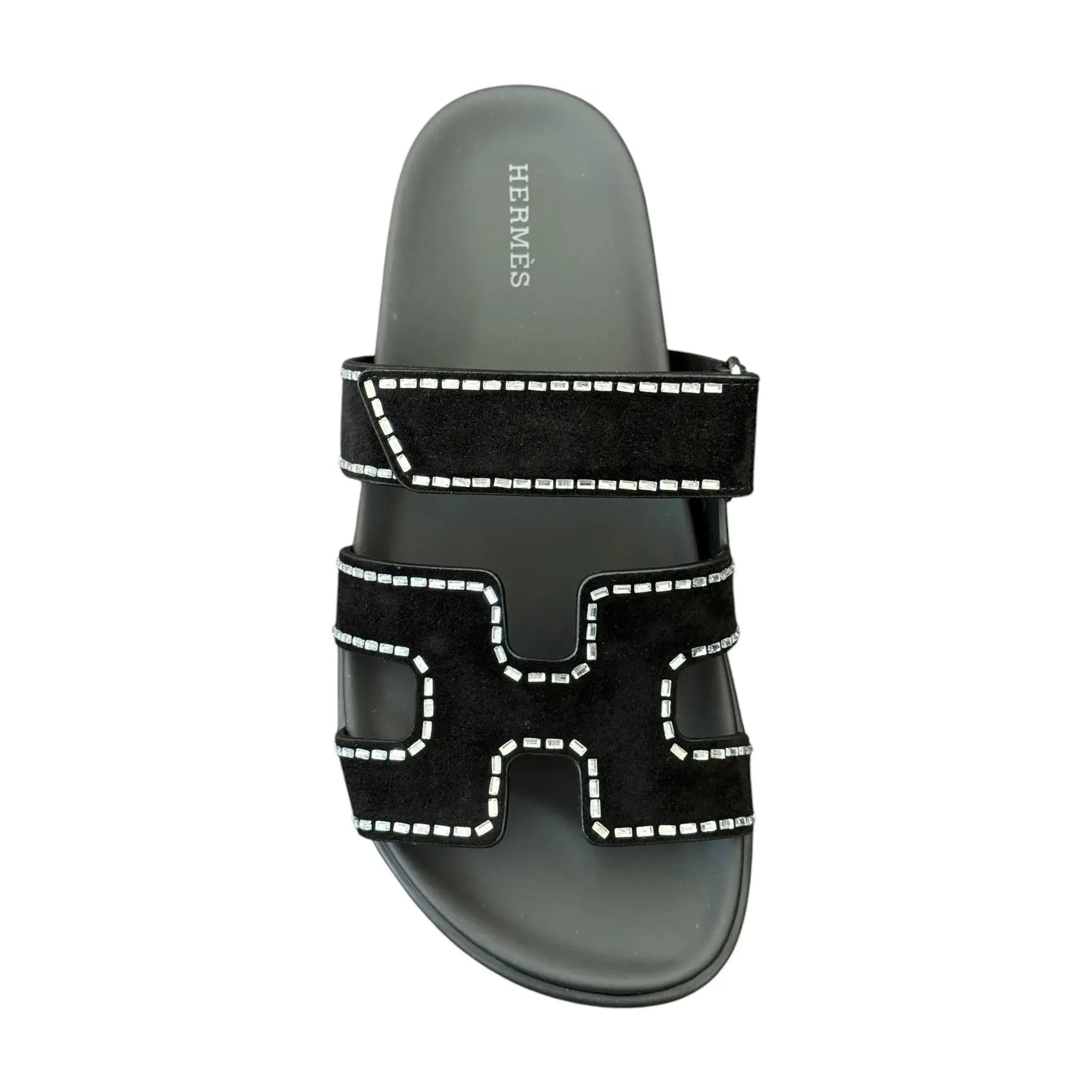Hermes Chypre Rhinestone Suede Sandal 38 UK5 HERMES