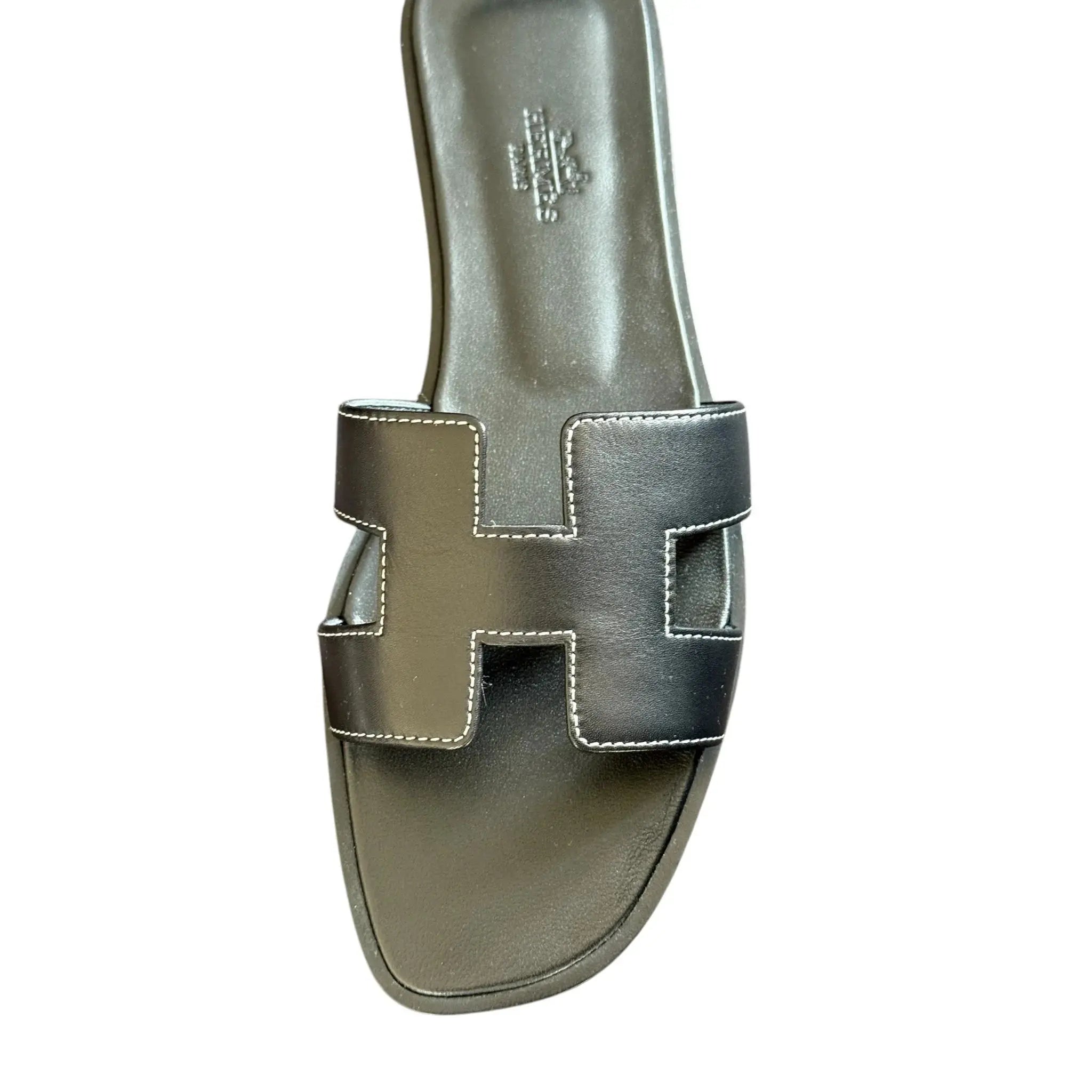 Hermes Oran Sandal Black Noir - 39 UK 6 HERMES