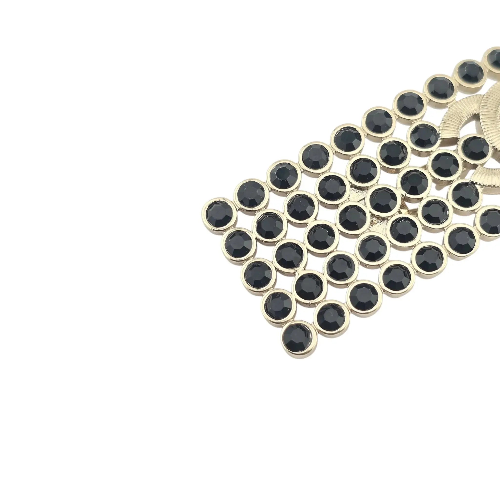 Chanel CC Black Strass Crystal Hair Barrette Clip B23 CHANEL