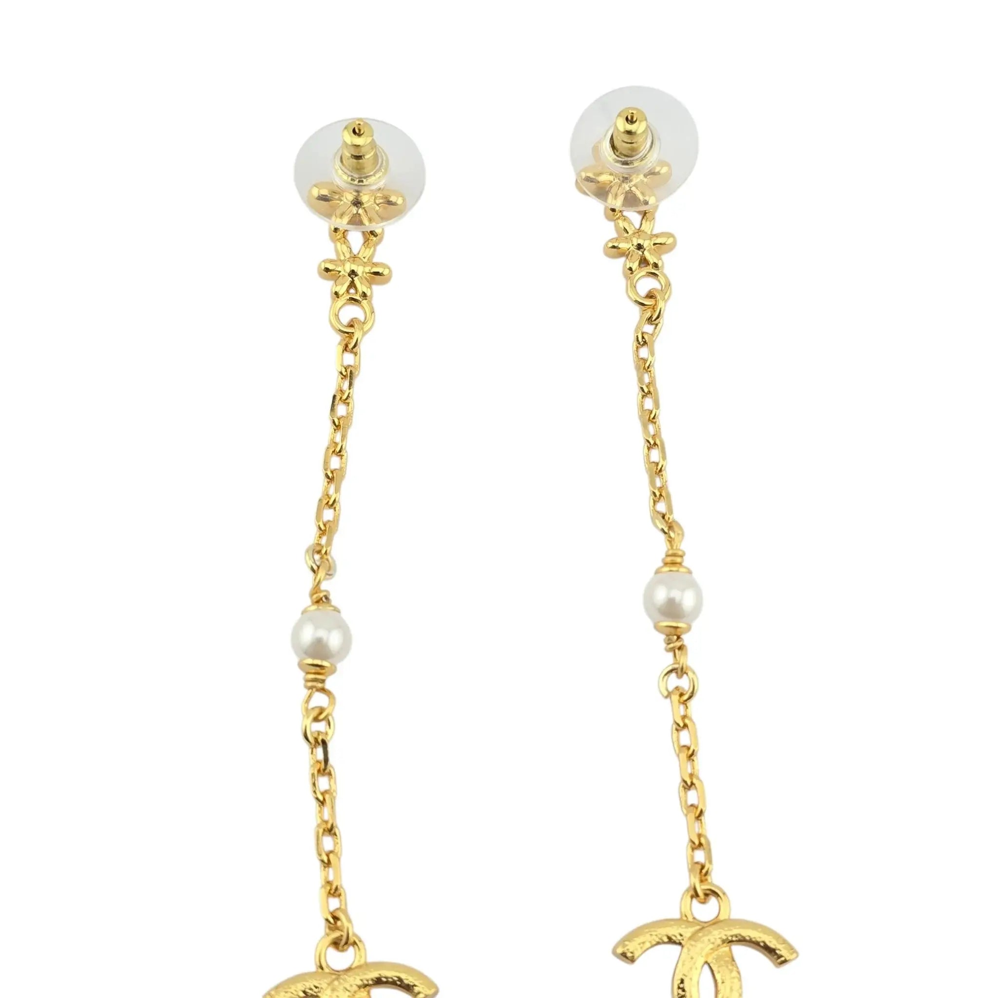 Chanel CC Gold Crystal Floral Drop Earrings 2023 CHANEL