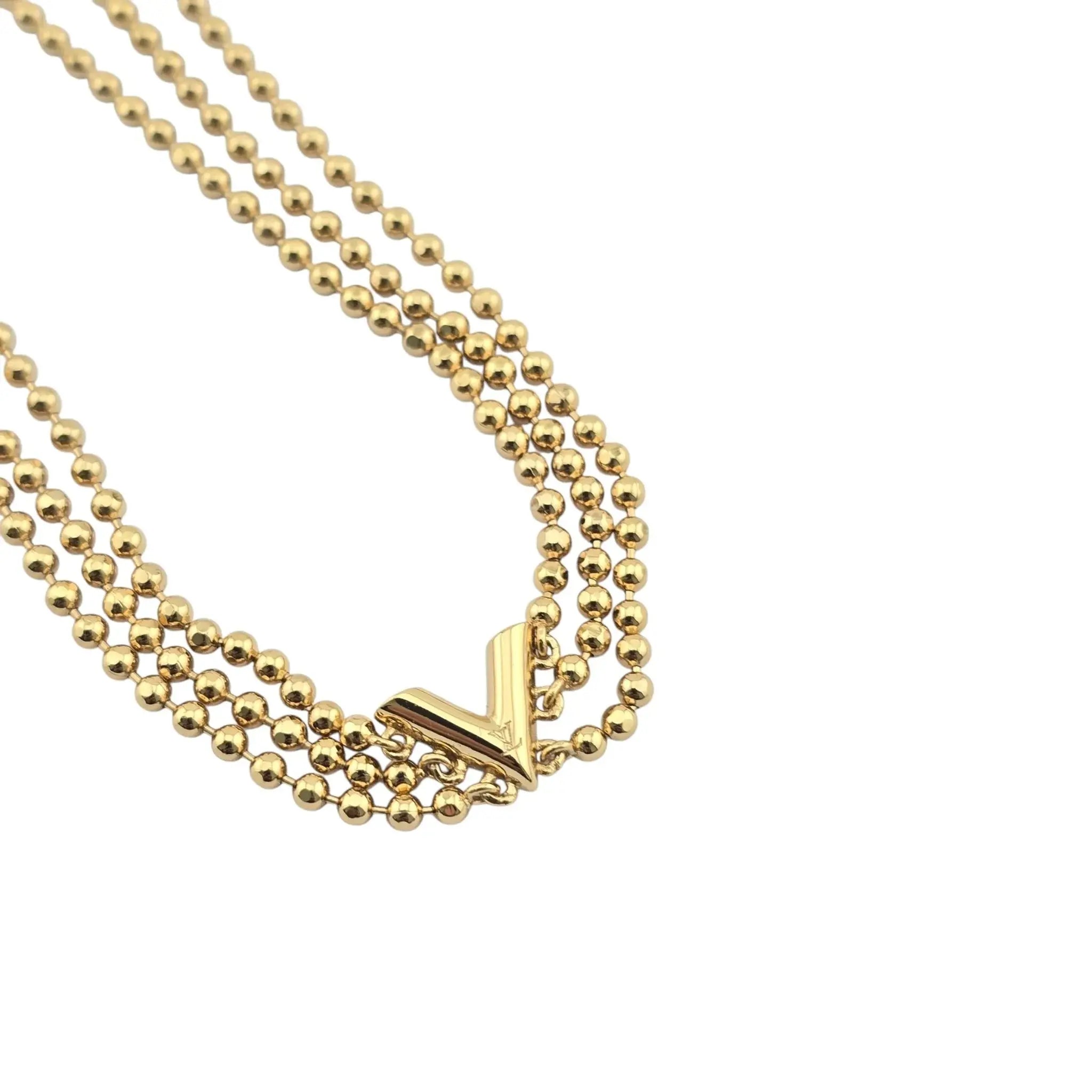 Louis Vuitton LV Gold Essential V 3 Row Necklace LOUIS VUITTON