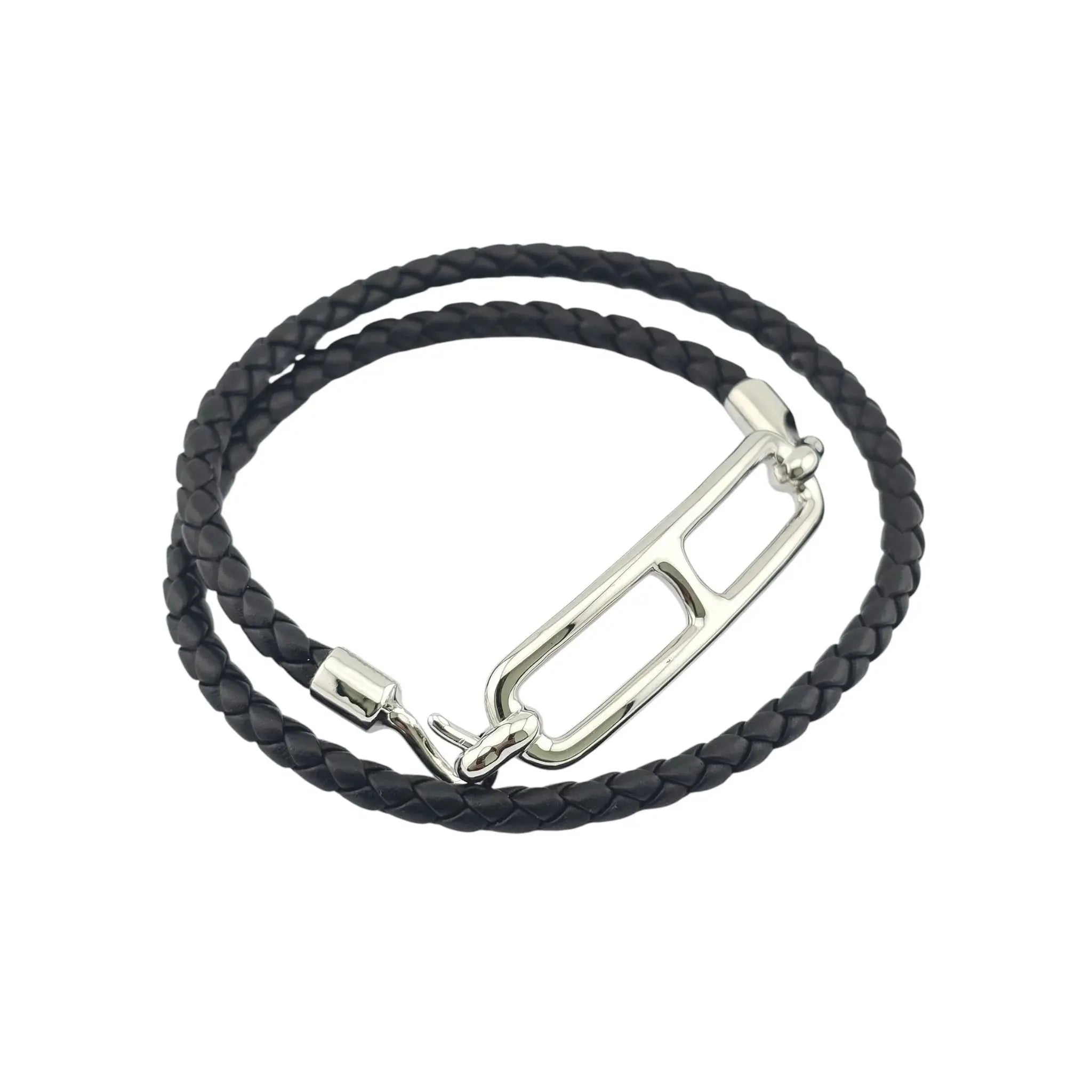 Hermès Roulis Double Tour Black (Noir) Silver - T2 HERMES