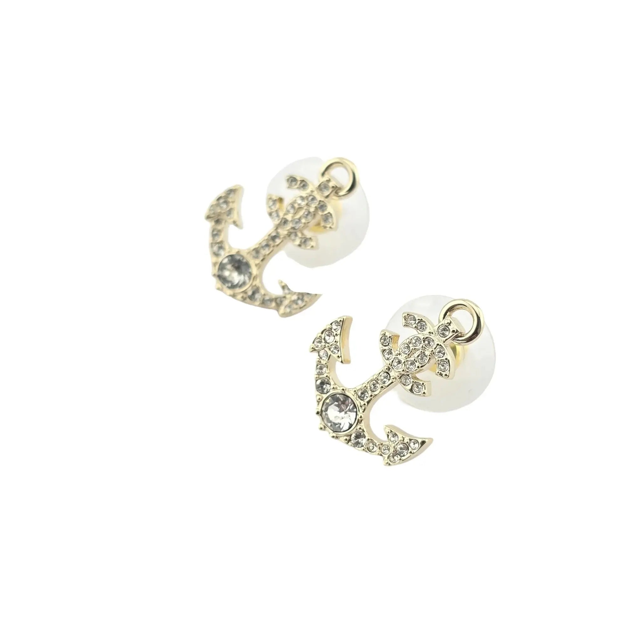 Chanel CC Crystal Anchor Stud Earrings 2025 CHANEL