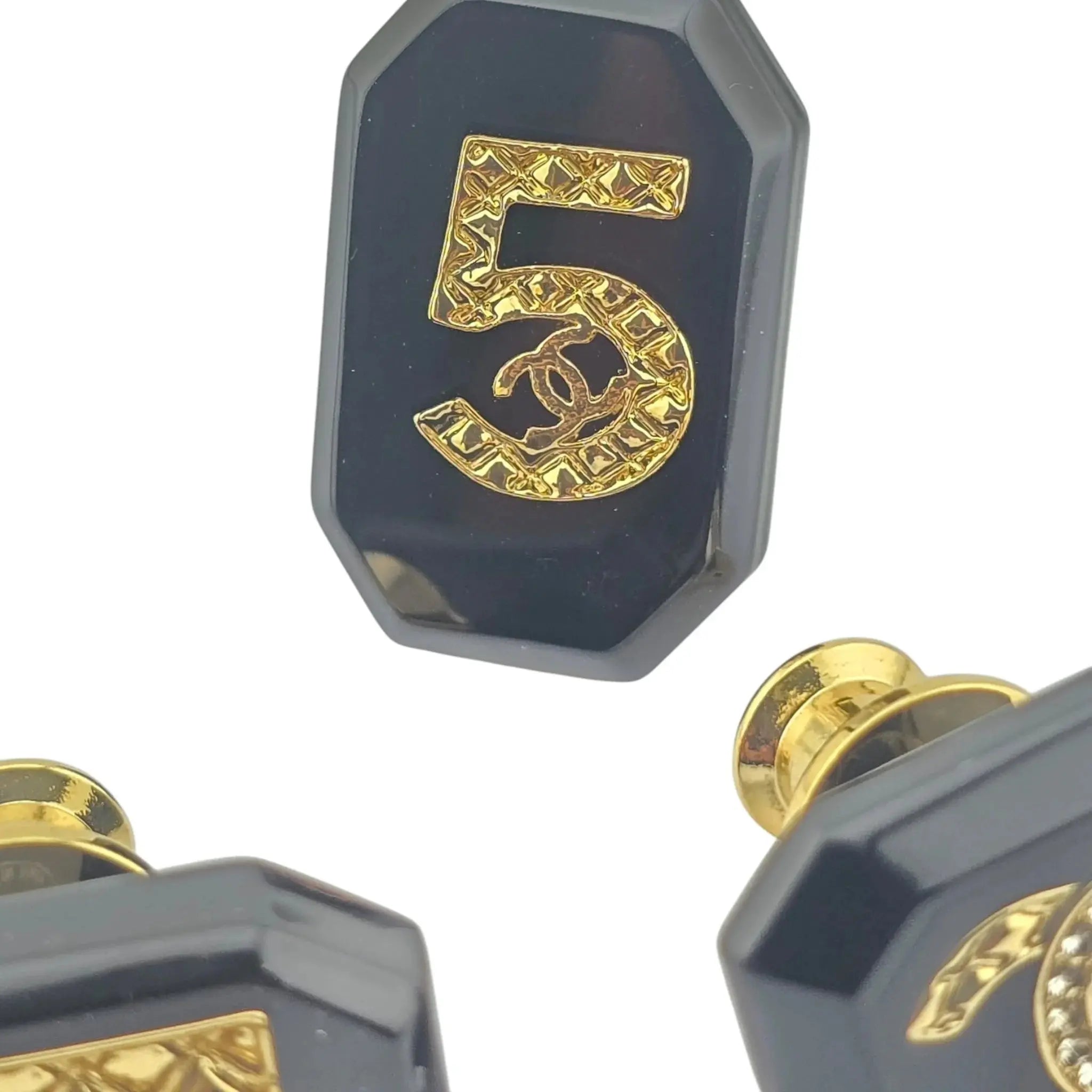 Chanel CC No 5 3 Black Gold Brooch 2023 CHANEL
