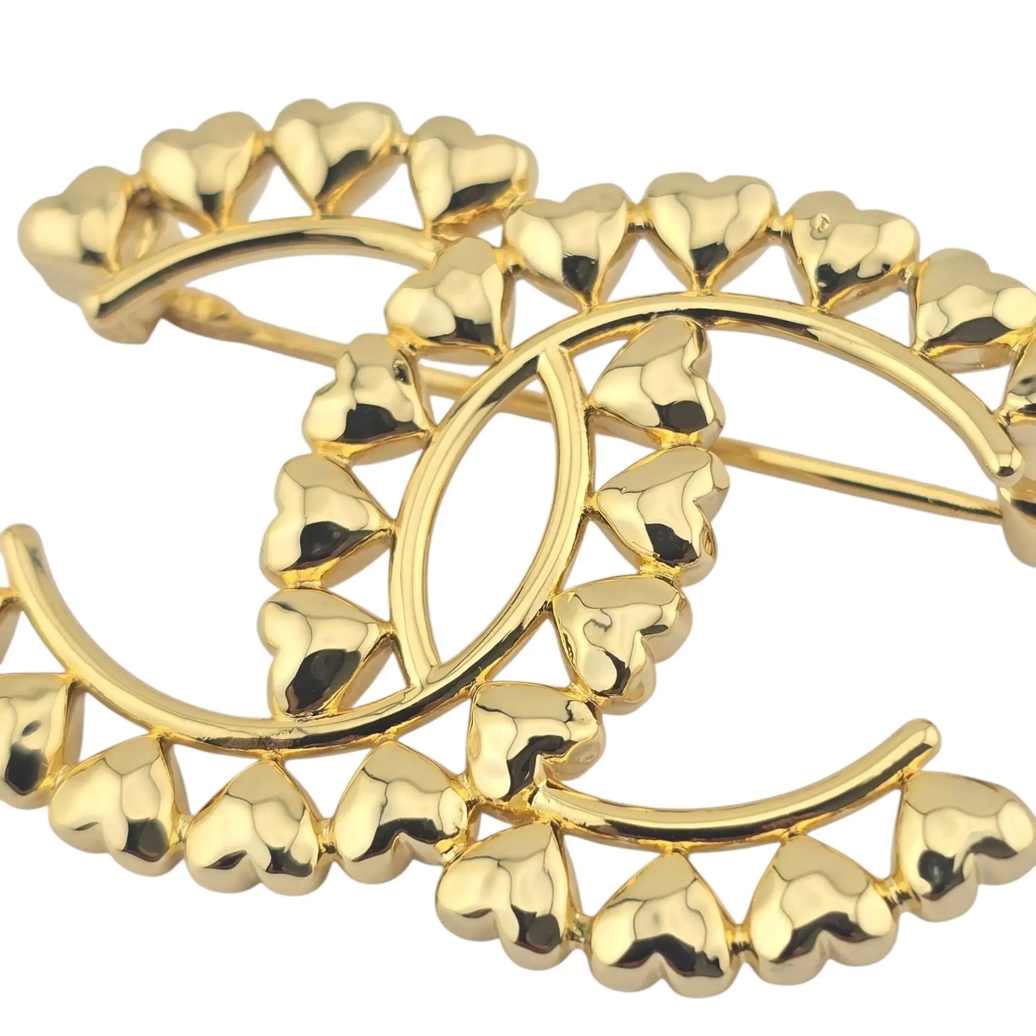 Chanel CC Metal Gold Hearts Brooch 2023 CHANEL