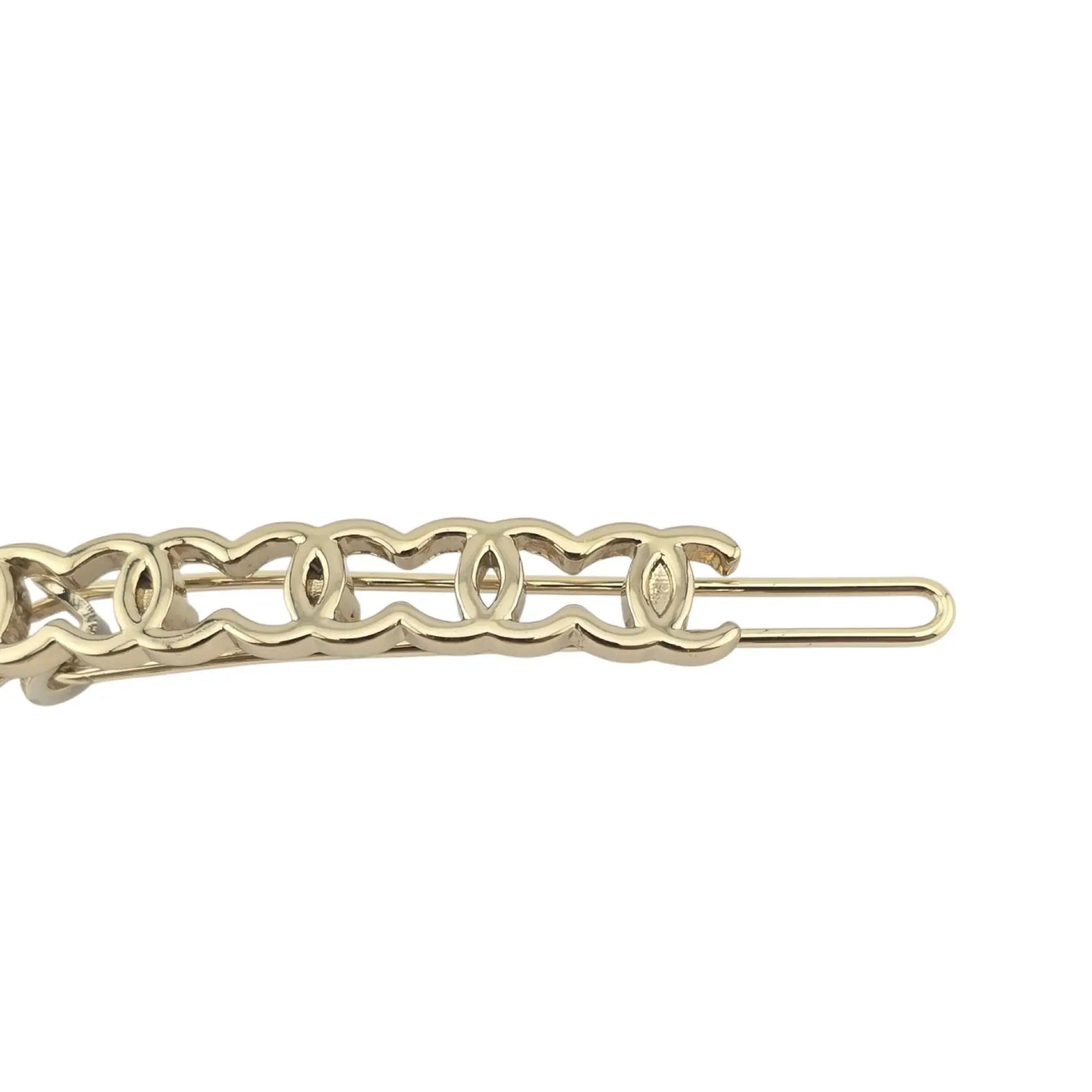 Chanel CC Metal Hair Clip Barrette Gold 2021 CHANEL