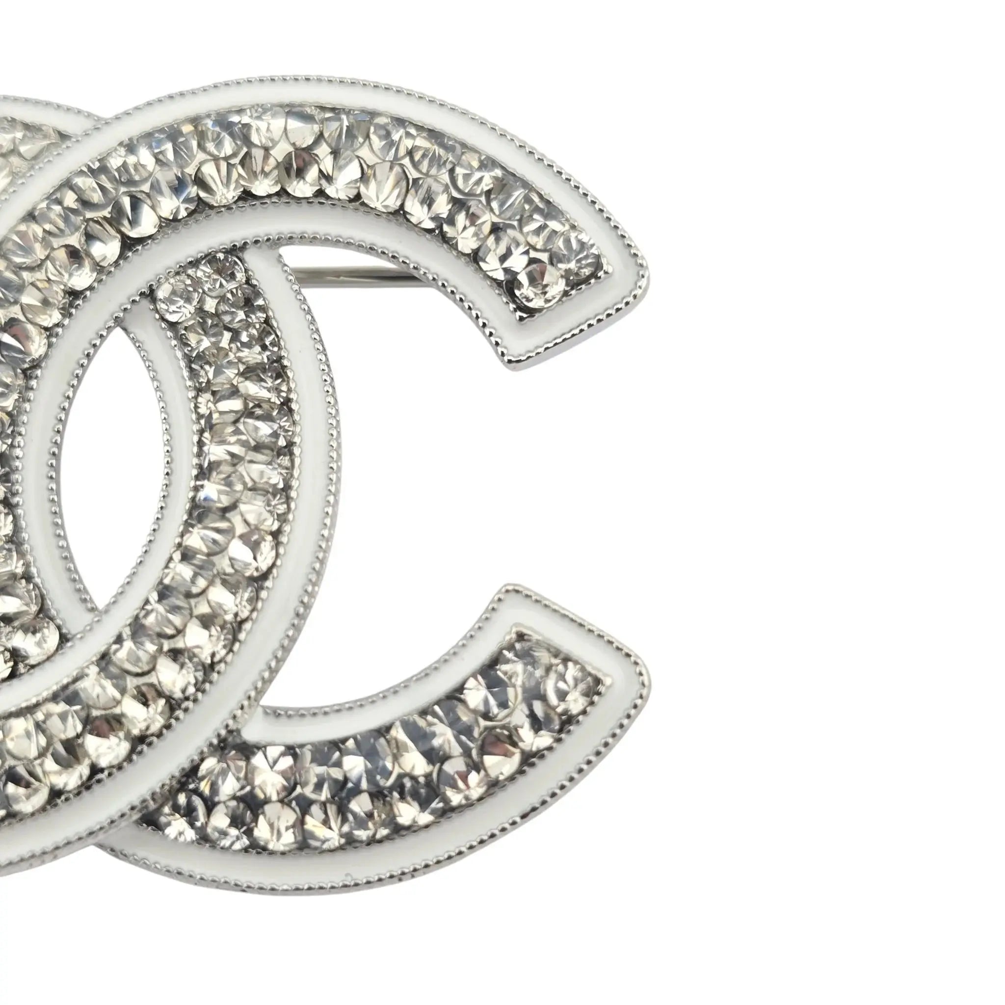 Chanel CC Silver Crystals Enamel Brooch 2025 CHANEL