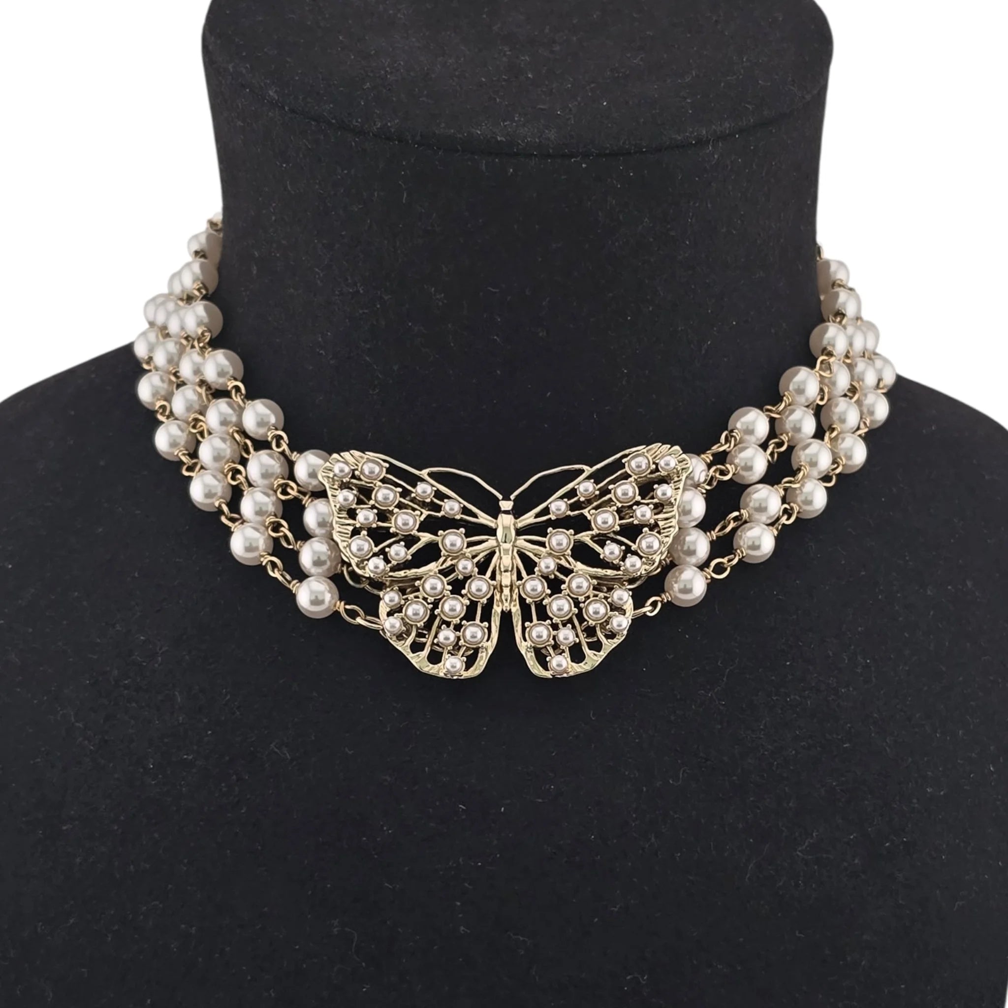Christian Dior Toile de Jouy Papillon Butterfly Choker Necklace DIOR