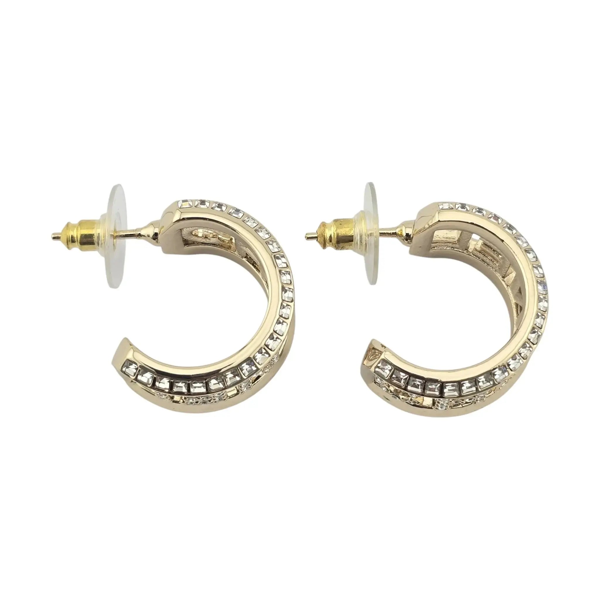 Chanel Logo Hoop Gold Earrings 2024 CHANEL
