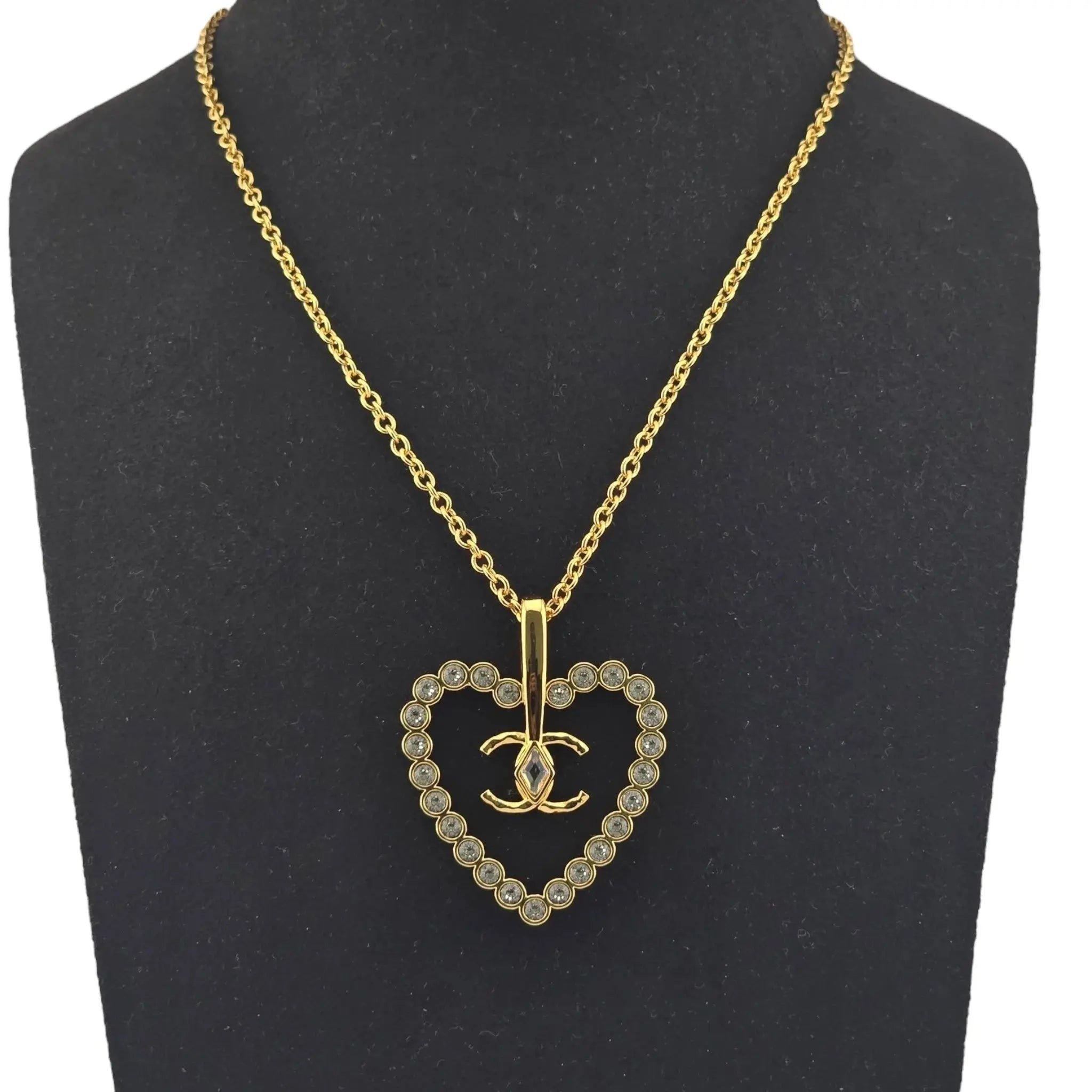 Chanel CC Heart Pendant Necklace Gold 2024 CHANEL