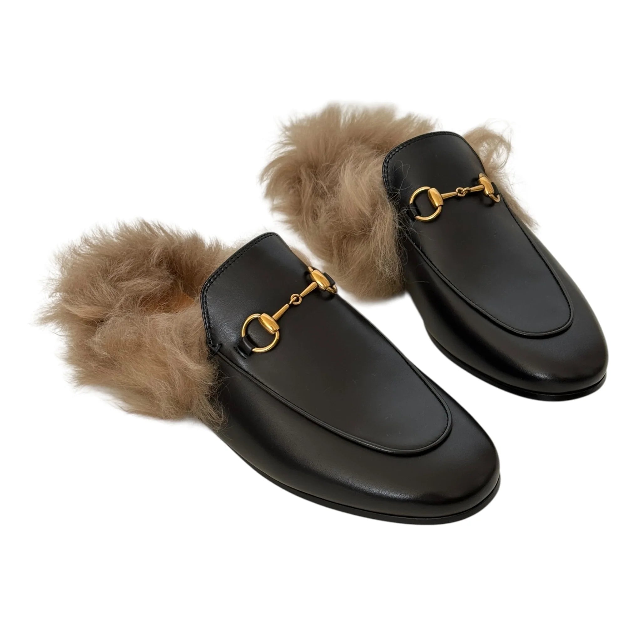 GUCCI Princetown Fur Lined Mules - 39