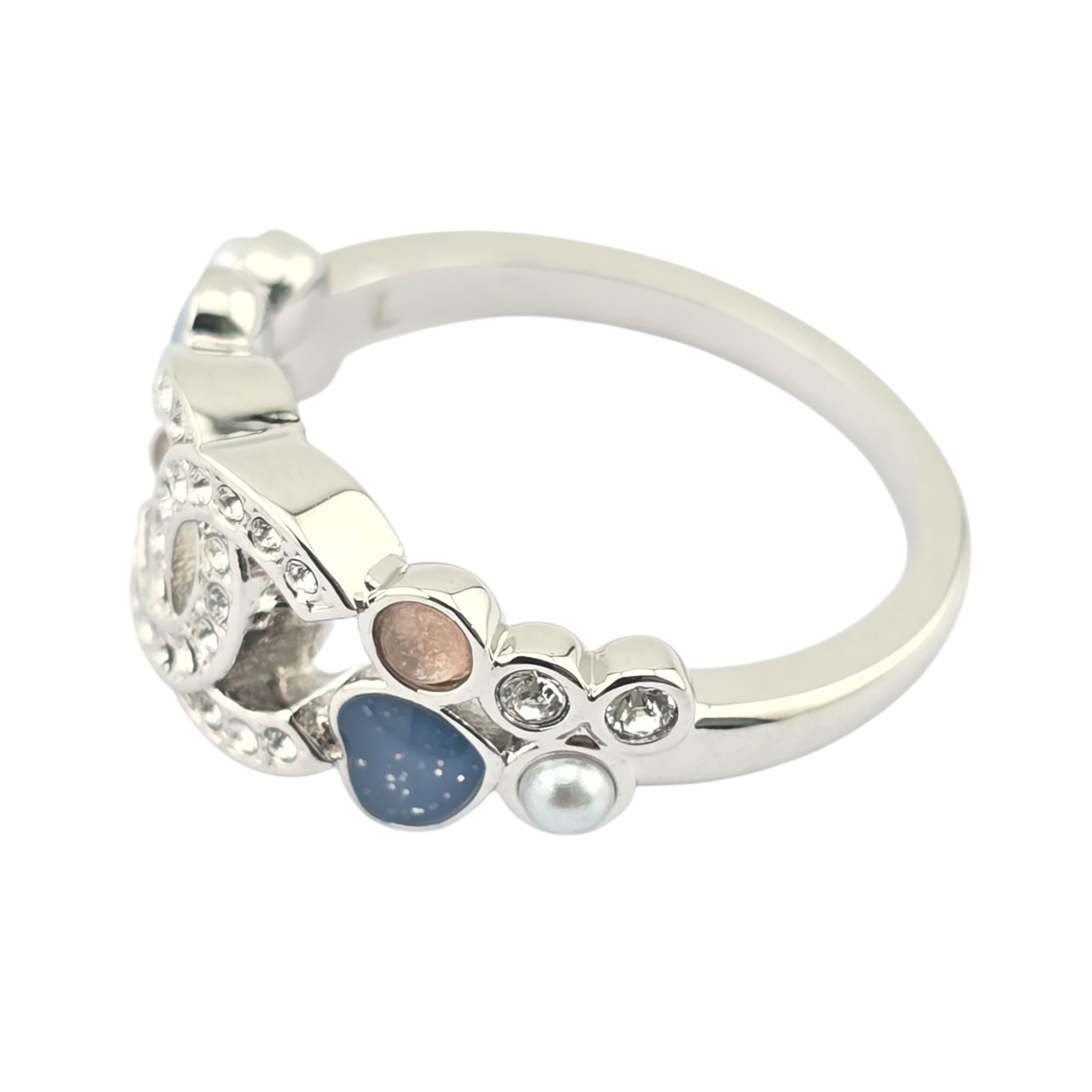 Chanel CC Silver Blue Red Resin Ring 2025 CHANEL