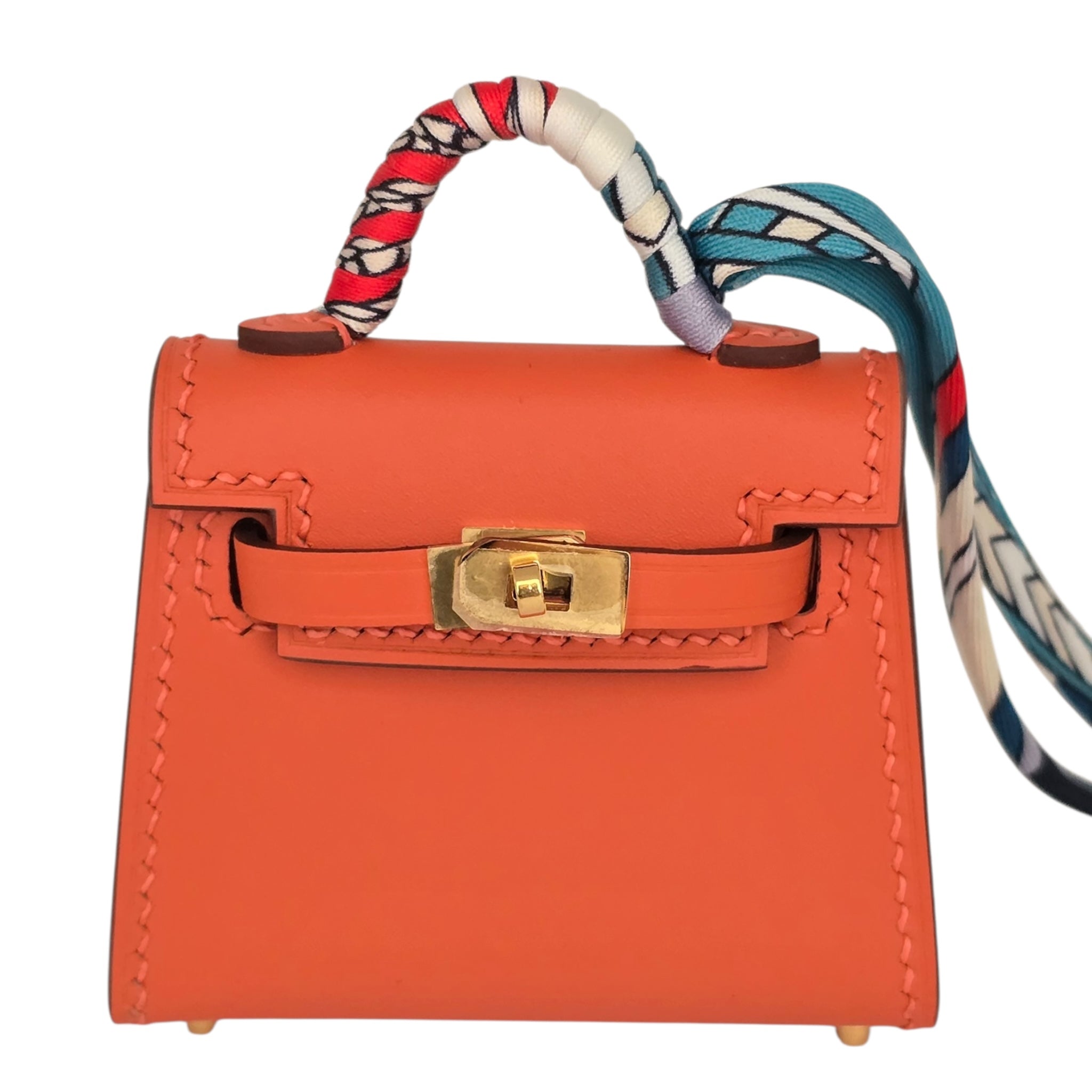 Hermes Tadelakt Mini Kelly Twilly Bag Charm Capucine HERMES