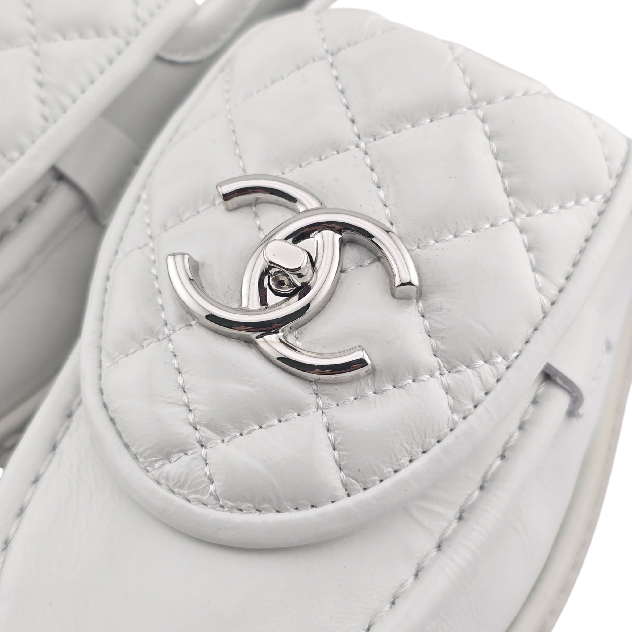 Chanel CC Lambskin Quilted Turnlock Patent Loafers