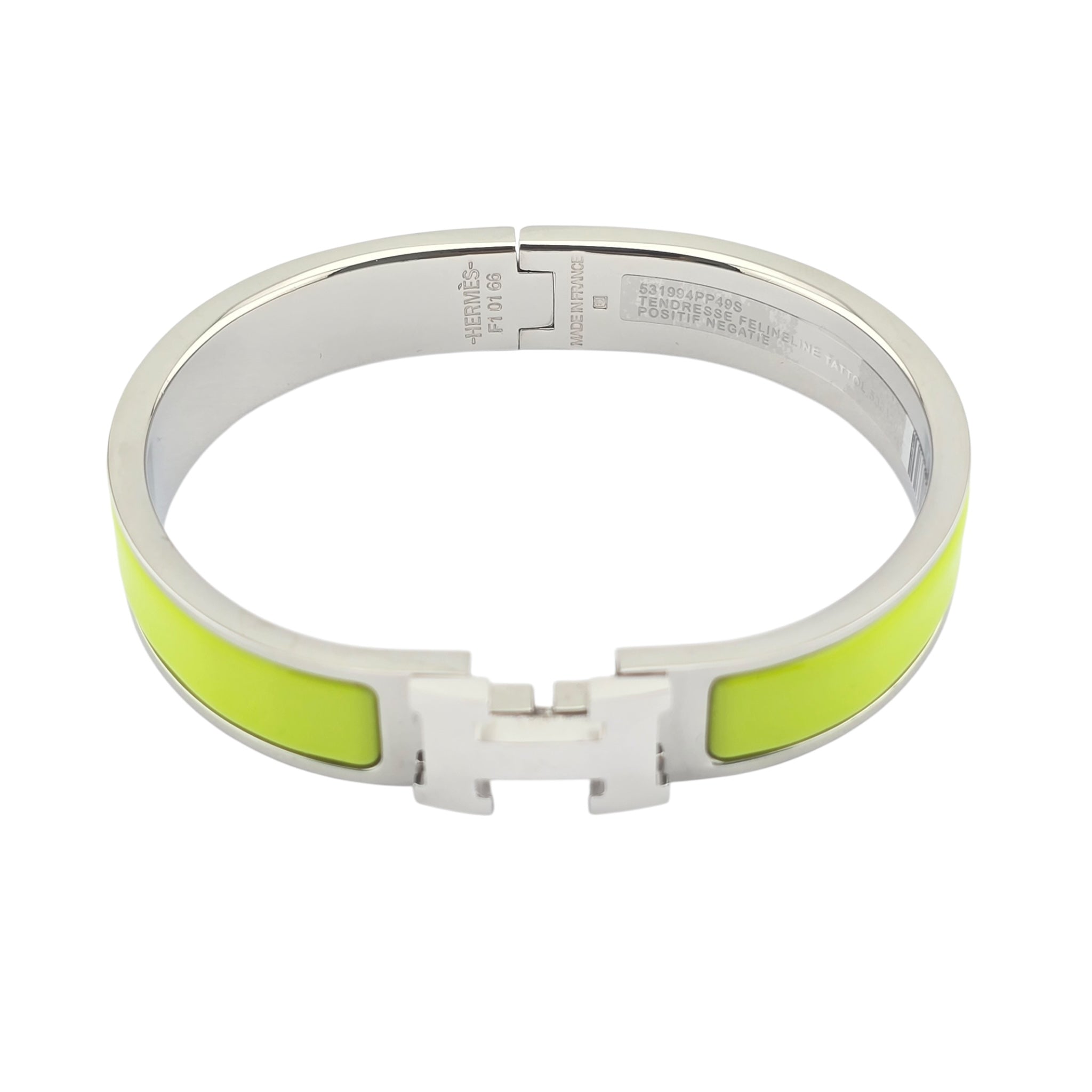 Hermes Clic H Bracelet Neon Green Palladium GM