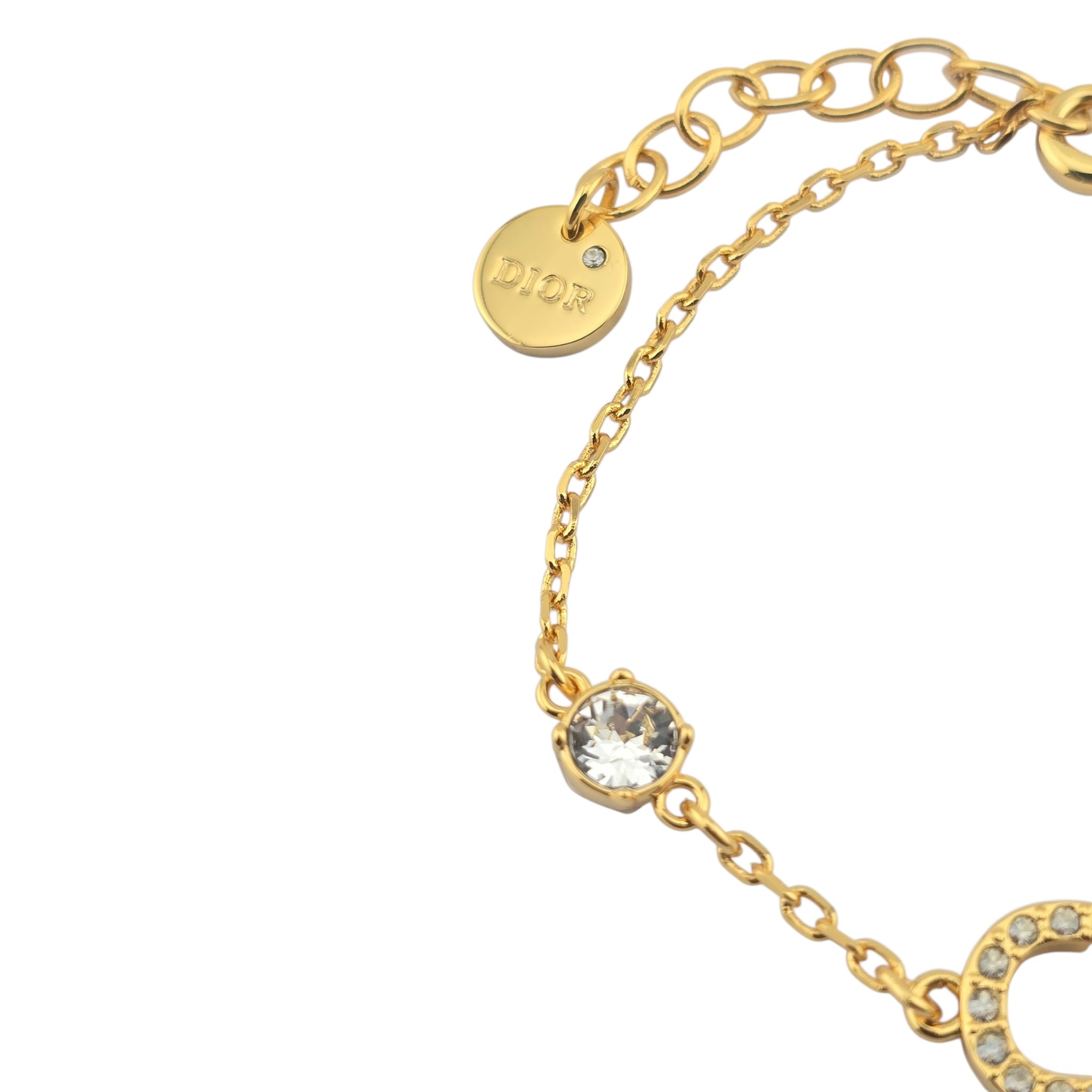 Christian Dior Petit CD Crystals Gold Tone Bracelet