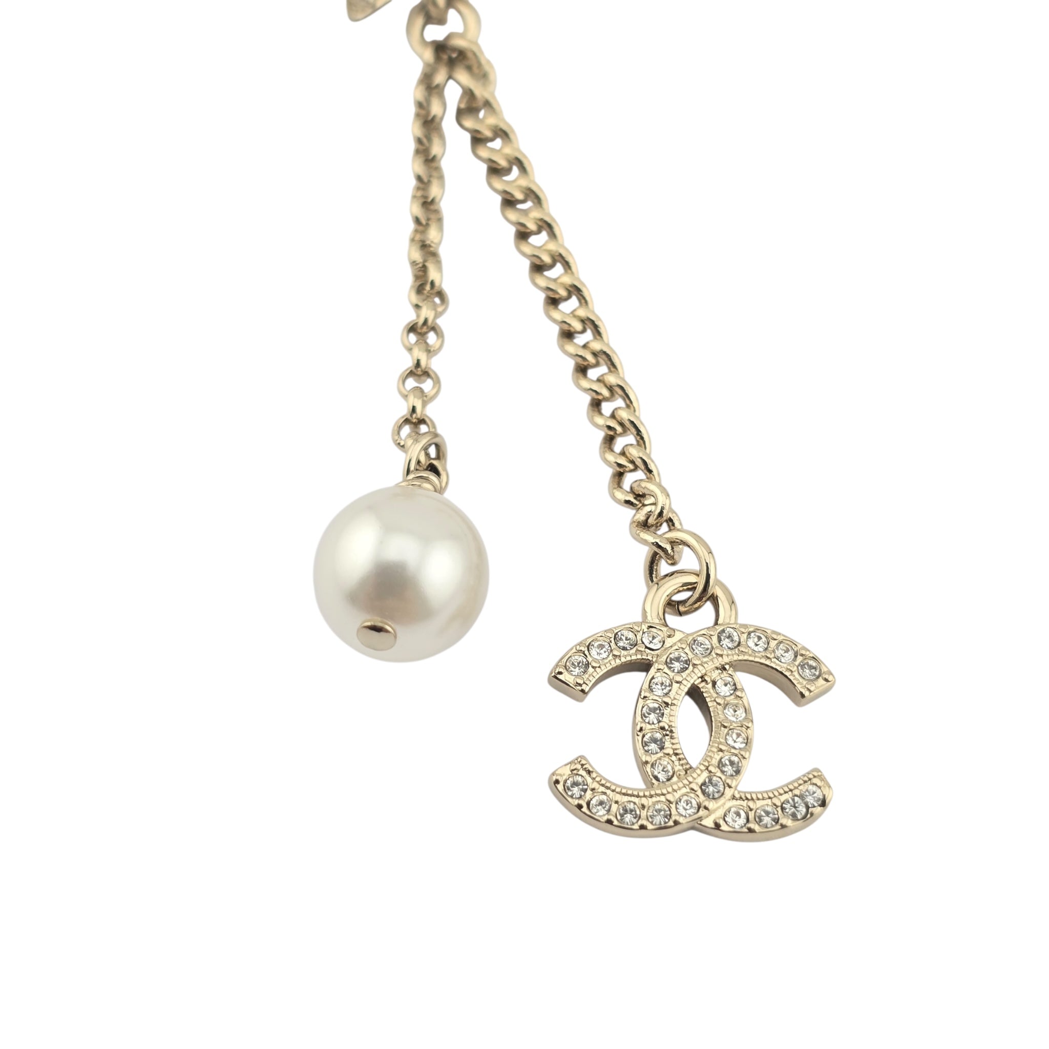 Chanel Crystal Pearl CC Star Drop Earrings Gold 2025