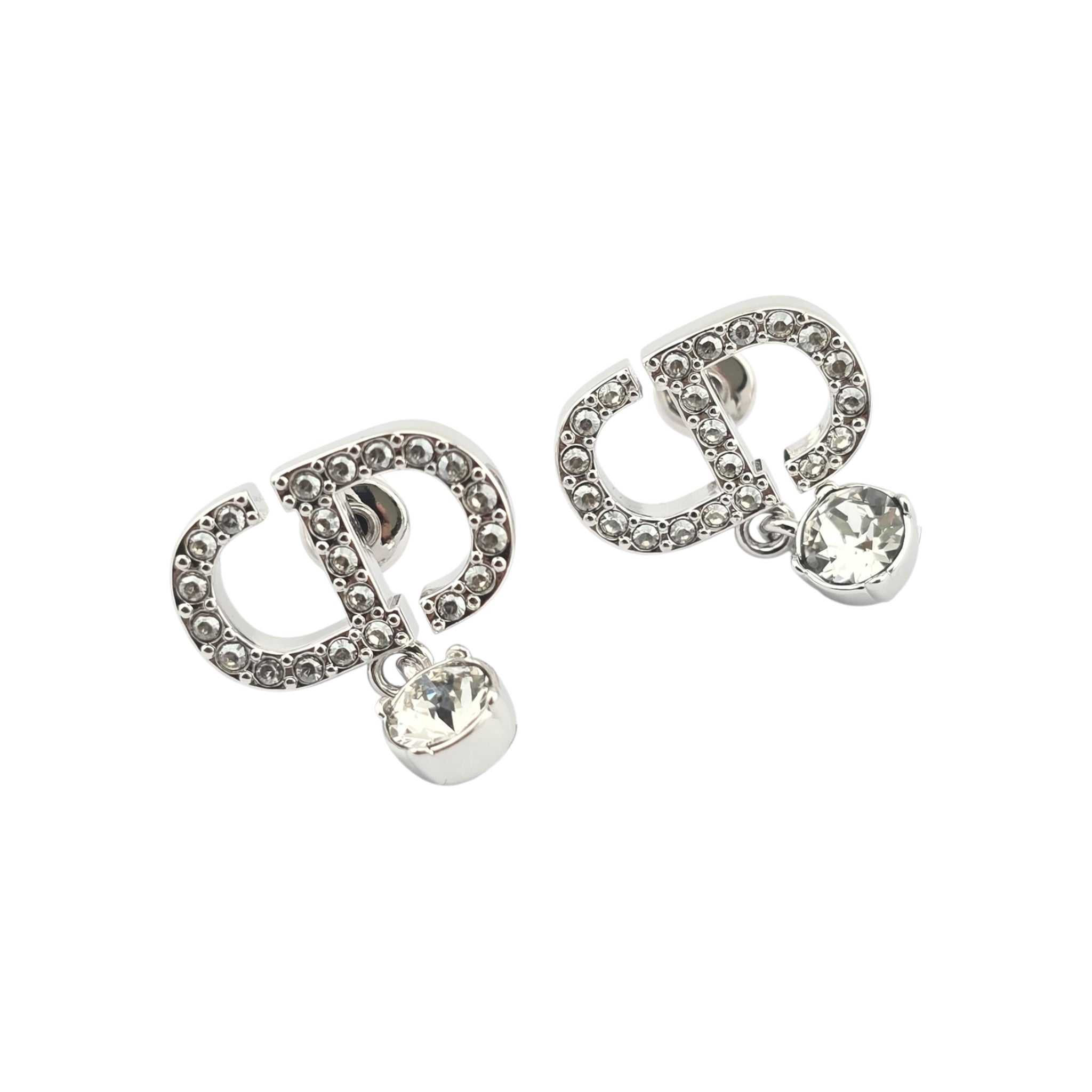 Christian Dior Petit CD Silver Crystal Earrings