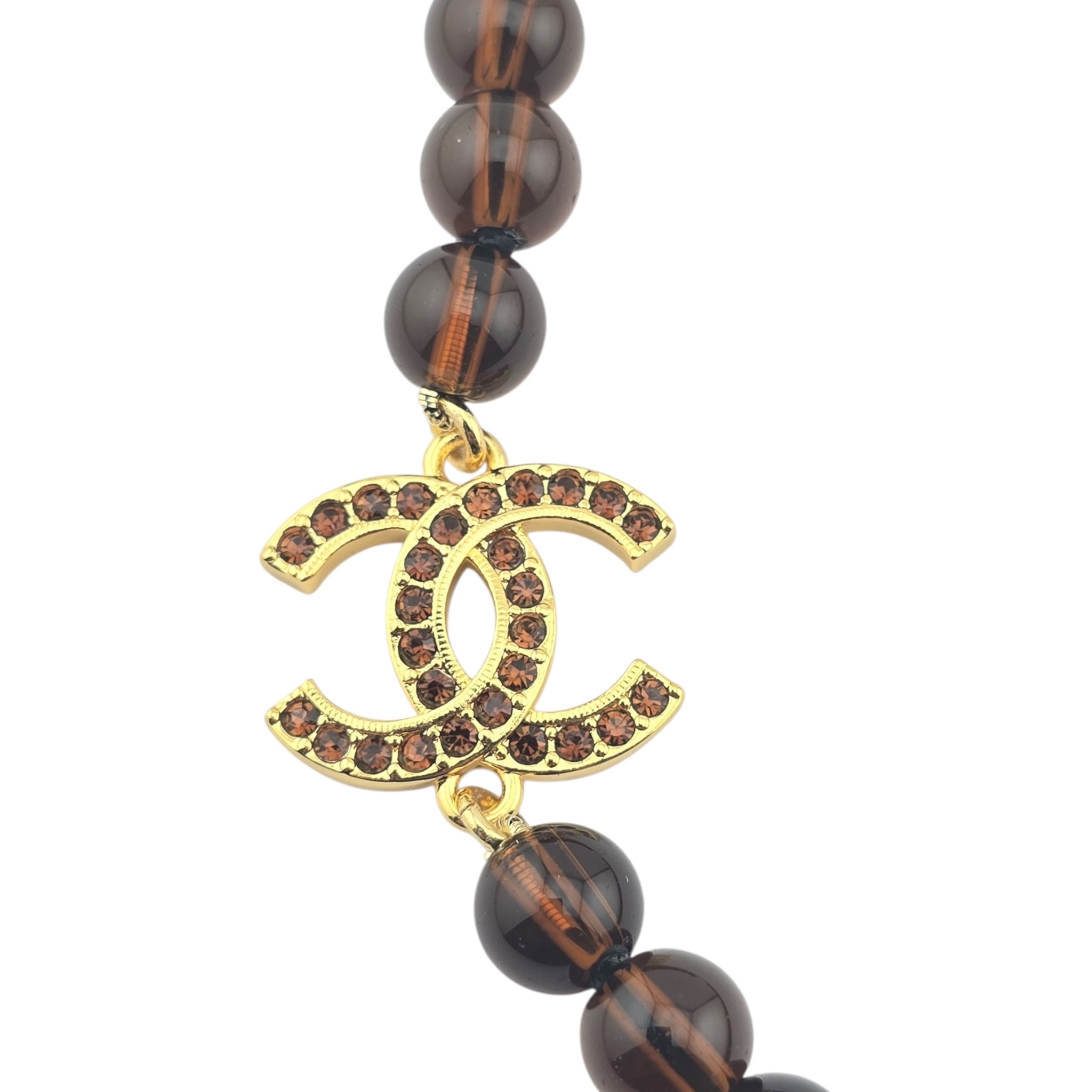 Chanel CC Brown Gold Bead Necklace 2025 CHANEL