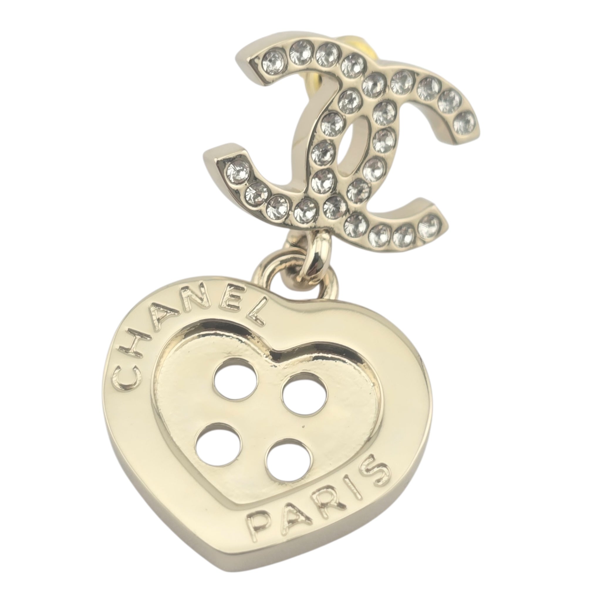 Chanel CC Gold Metal Heart Button Earrings 2025 CHANEL