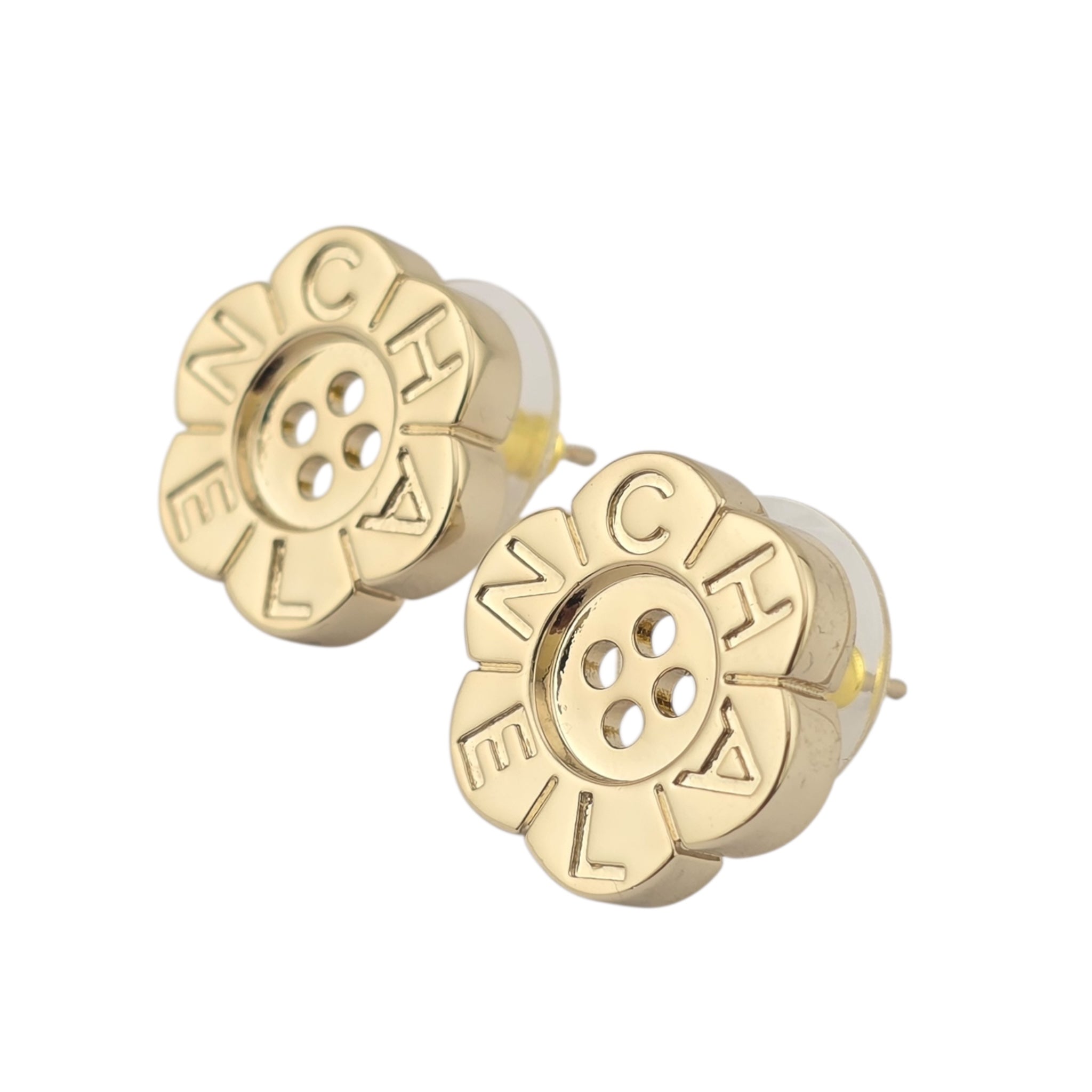 Chanel Logo Button Gold Earrings 2025 CHANEL