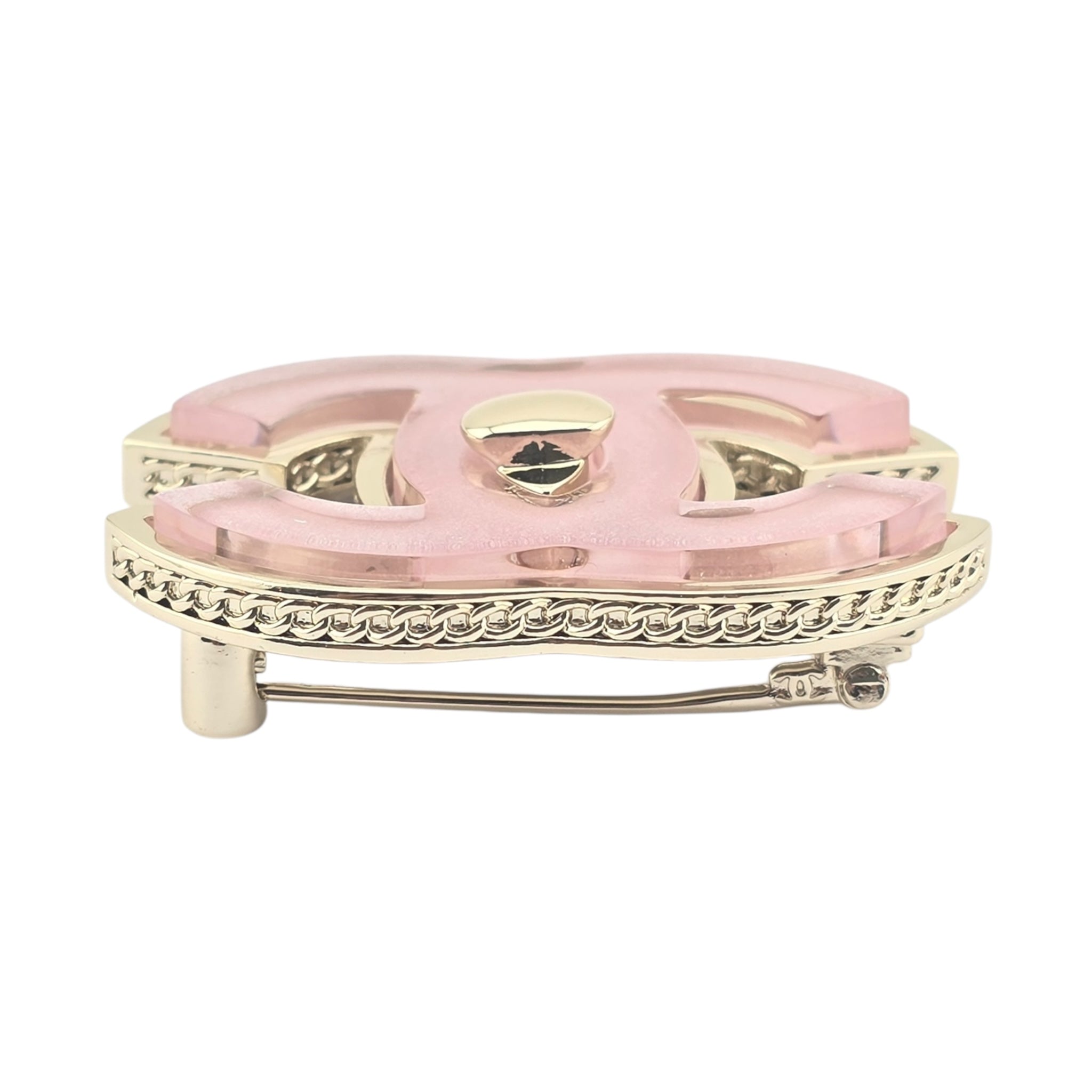 Chanel CC Gold Pink Resin Brooch 2025 CHANEL