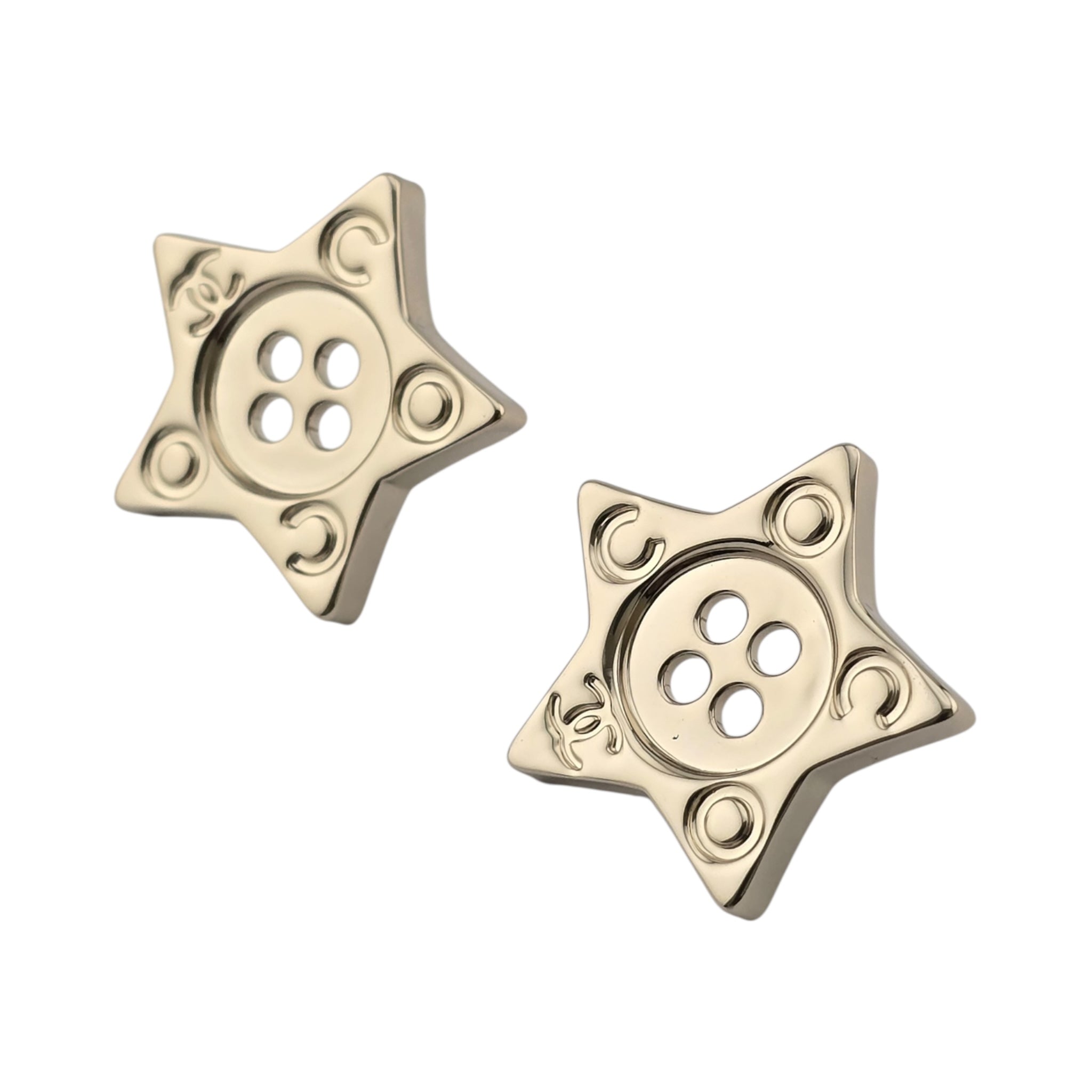 Chanel Logo Star Button Gold Earrings 2025 CHANEL