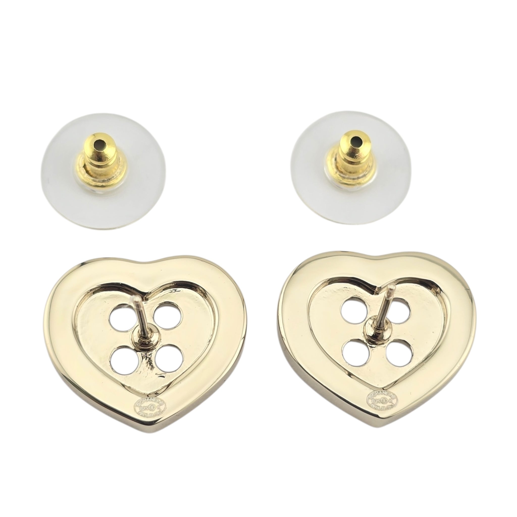 Chanel Logo Heart Button Gold Earrings 2025 CHANEL