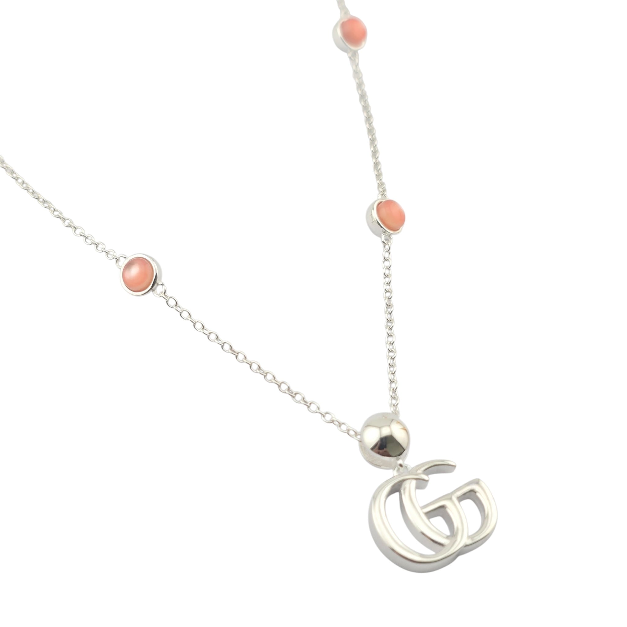 GUCCI GG Marmont Sterling Silver Pink Mother of Pearl Necklace GUCCI