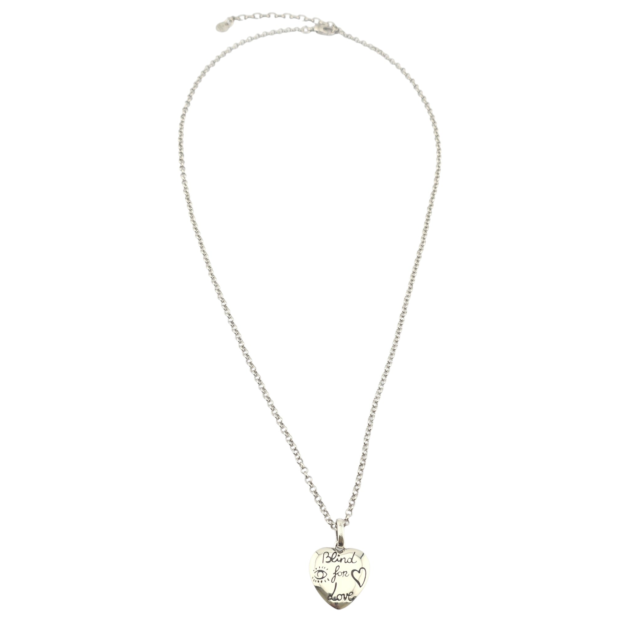 GUCCI Blind For Love Heart Sterling Silver Necklace GUCCI