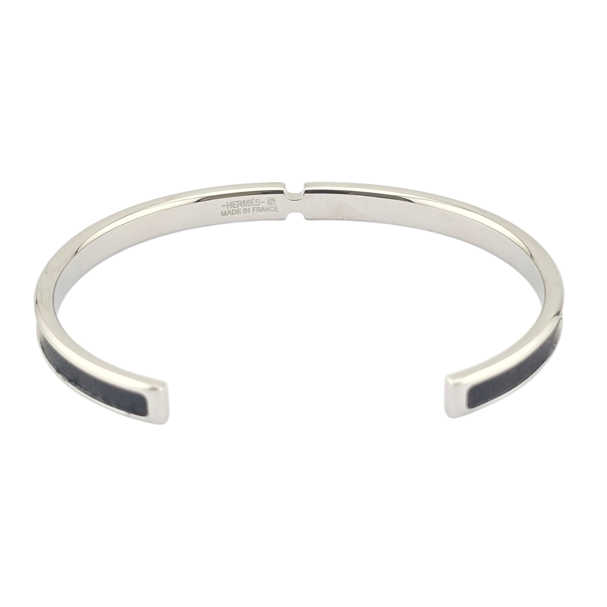 Hermes Olympe Palladium Black Box Leather Bracelet HERMES