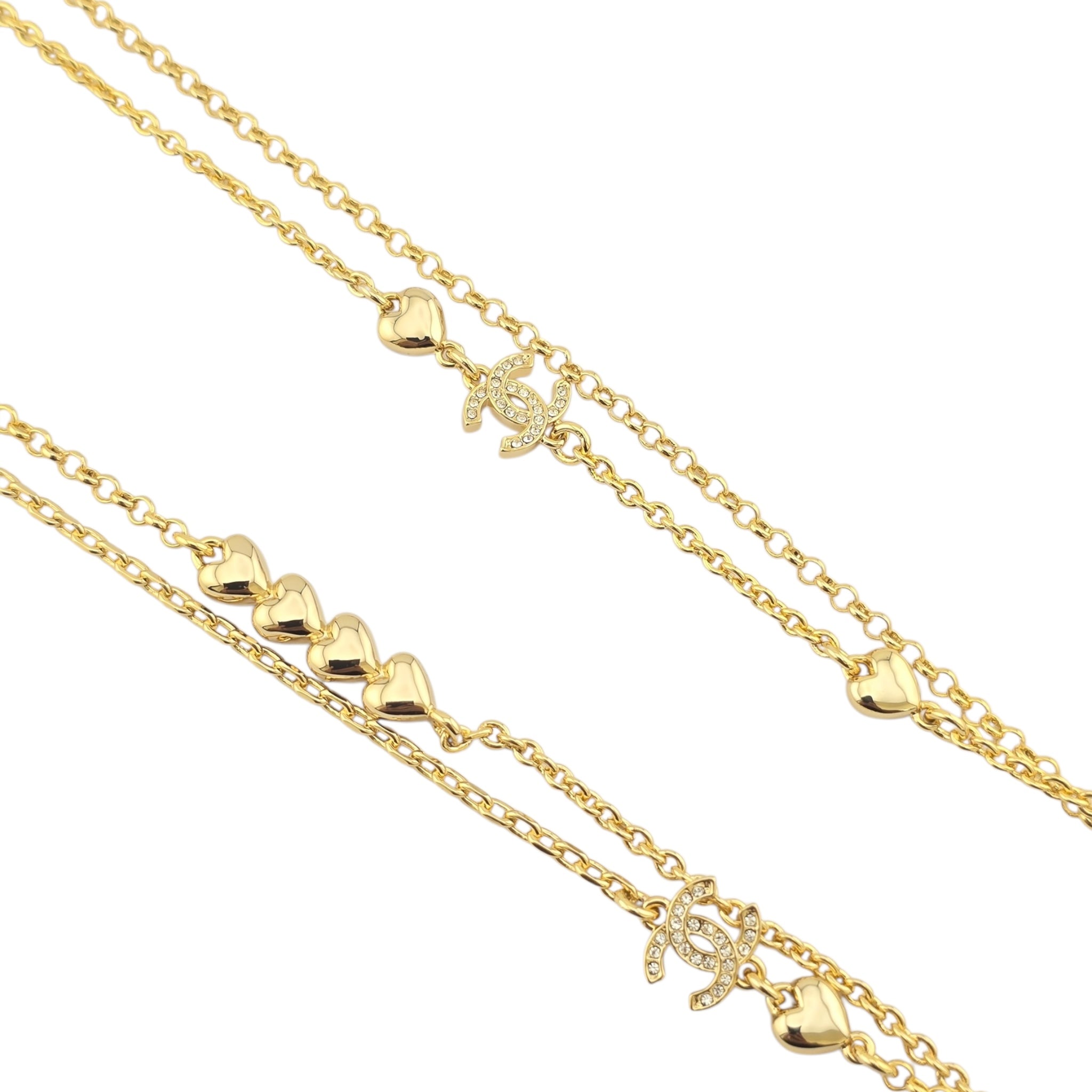 Chanel CC Long Necklace Gold Hearts 2023 CHANEL