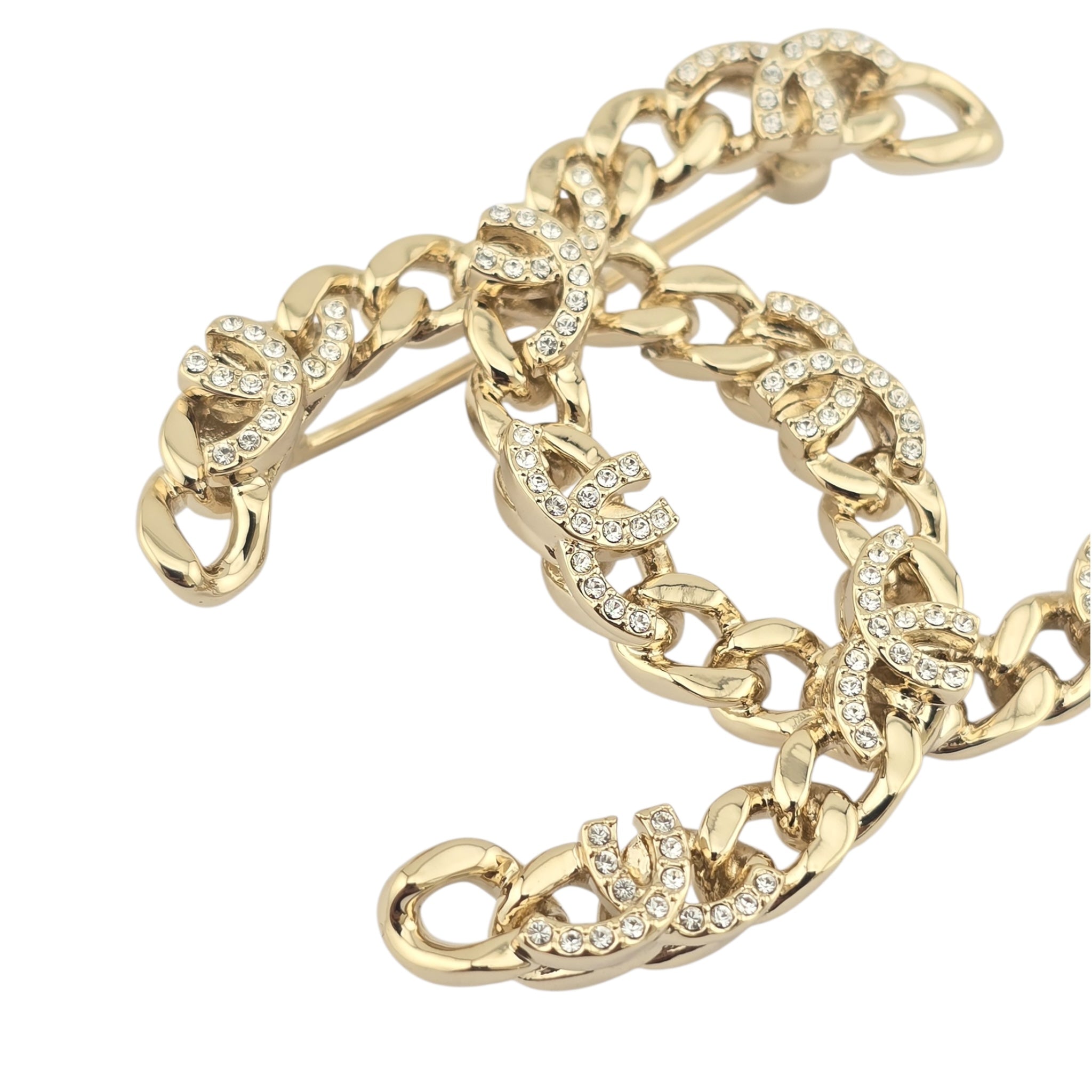 Chanel CC Crystal Gold Brooch 2022 CHANEL
