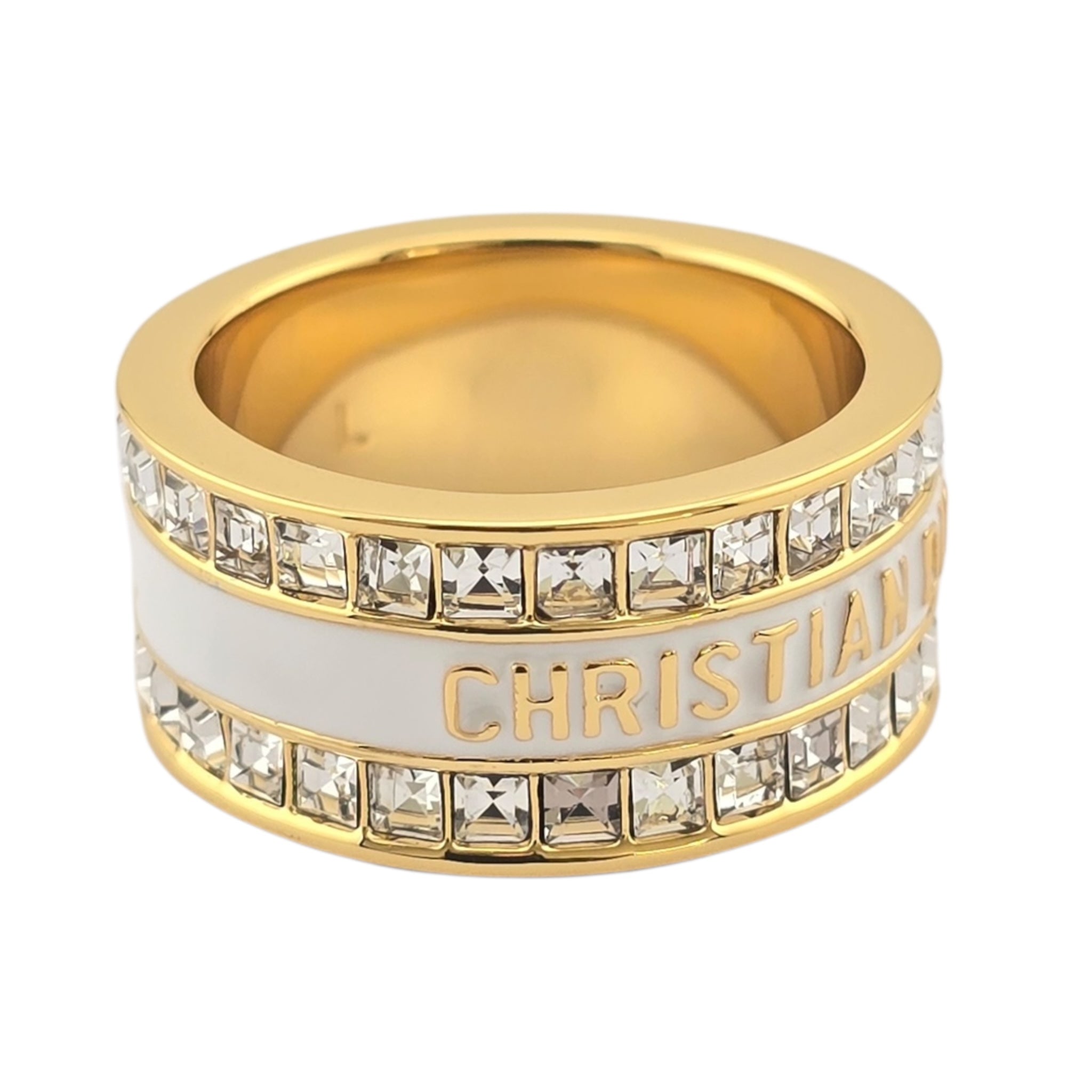 Christian Dior Code Bangle White Enamel Ring DIOR