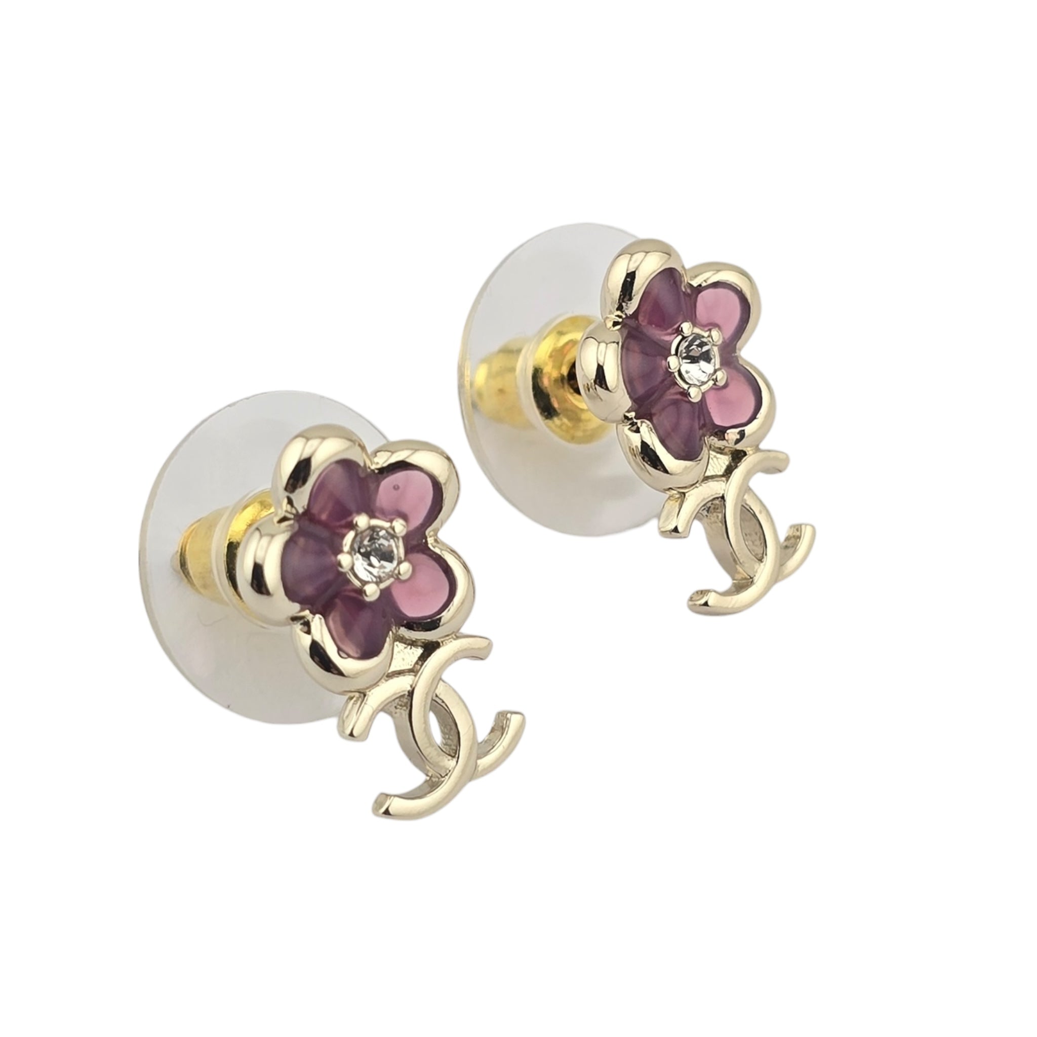 Chanel CC Gold Pink Enamel Earrings 26C 2026