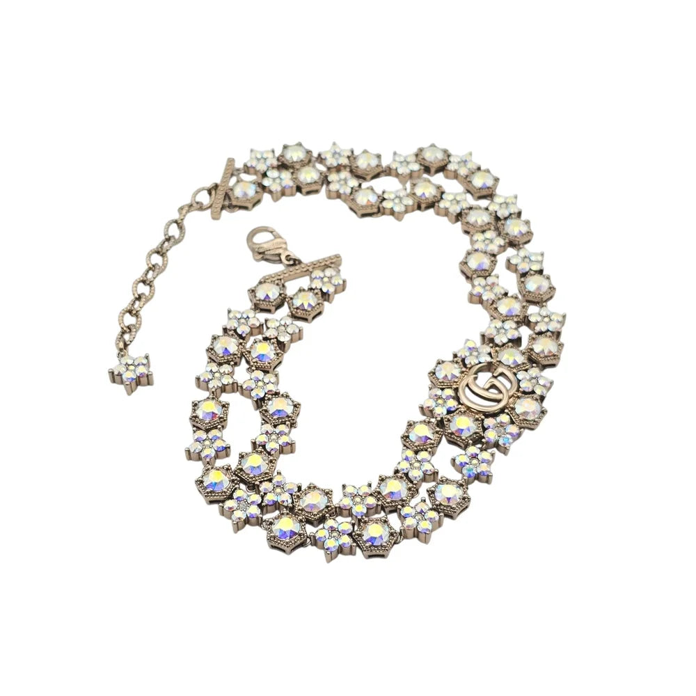 GUCCI GG Crystal Floral Choker Necklace 2023 GUCCI