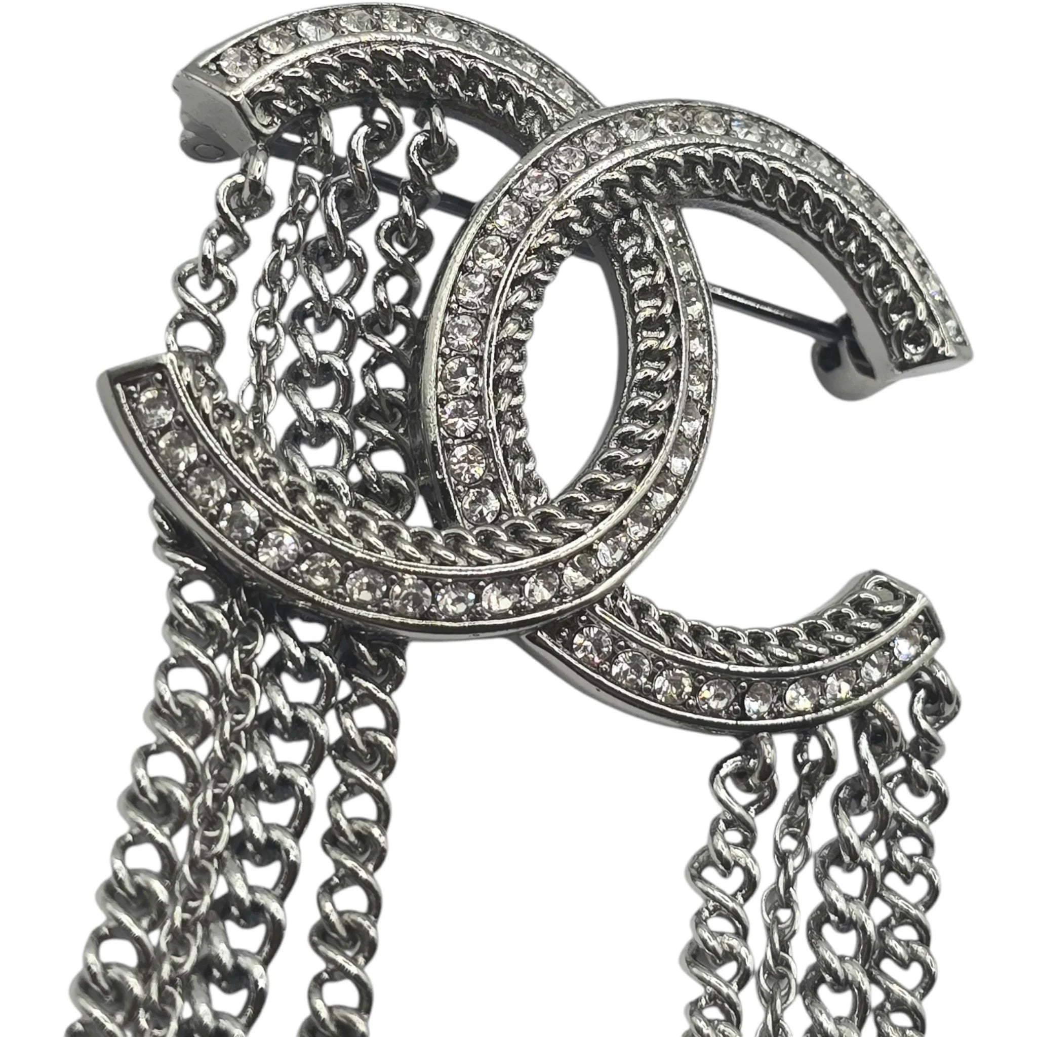 Chanel CC Gunmetal Chain Brooch 2021
