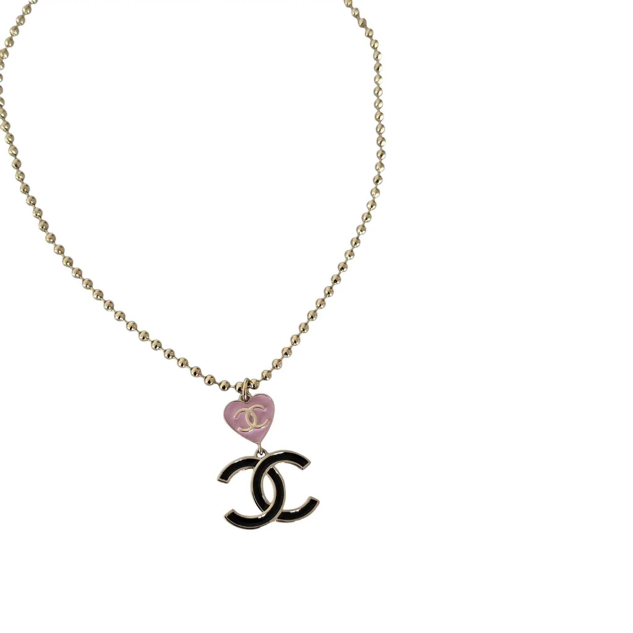 Chanel CC Pink Heart Pendant Necklace 2024 CHANEL