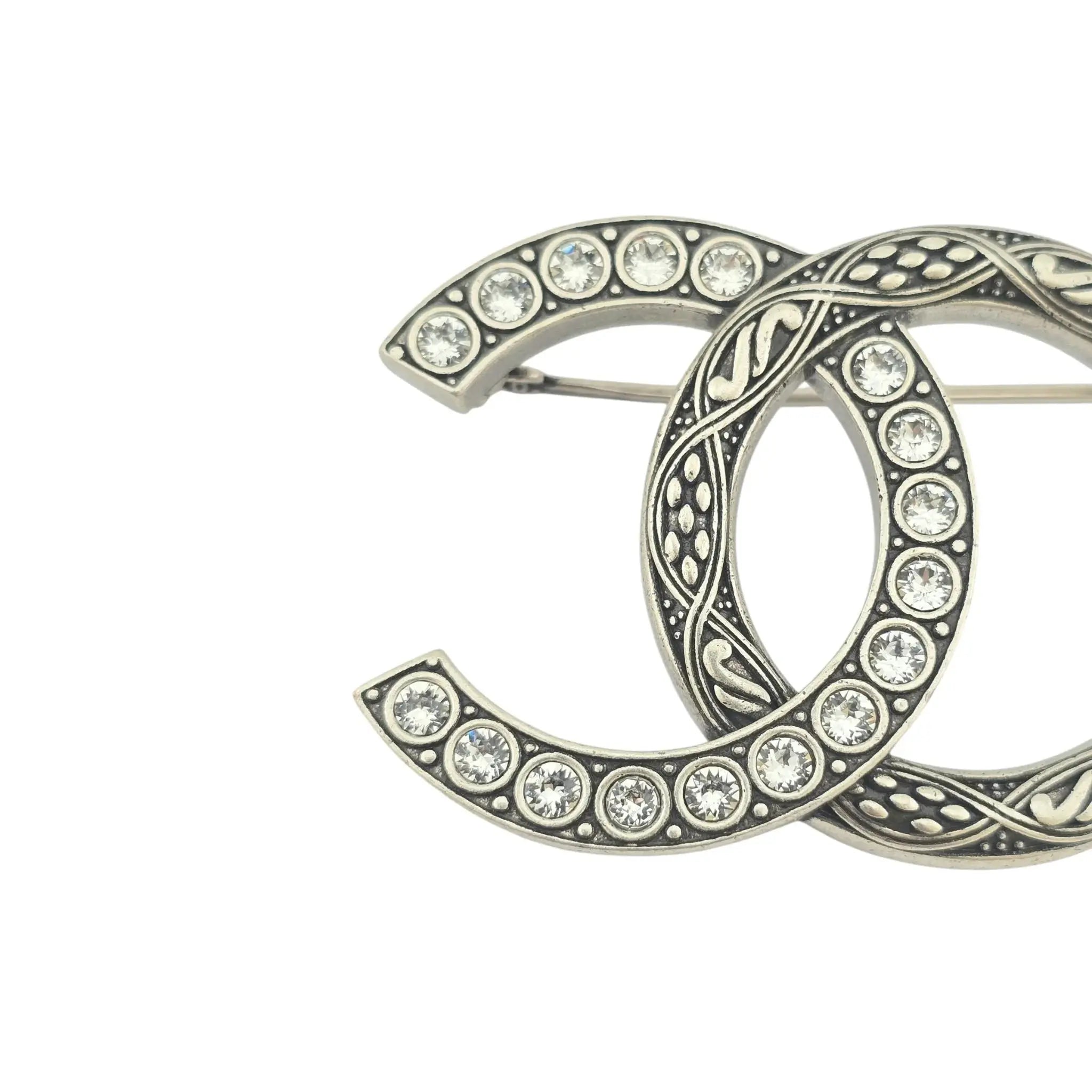 Chanel CC Silver Crystal Brooch 2024 CHANEL