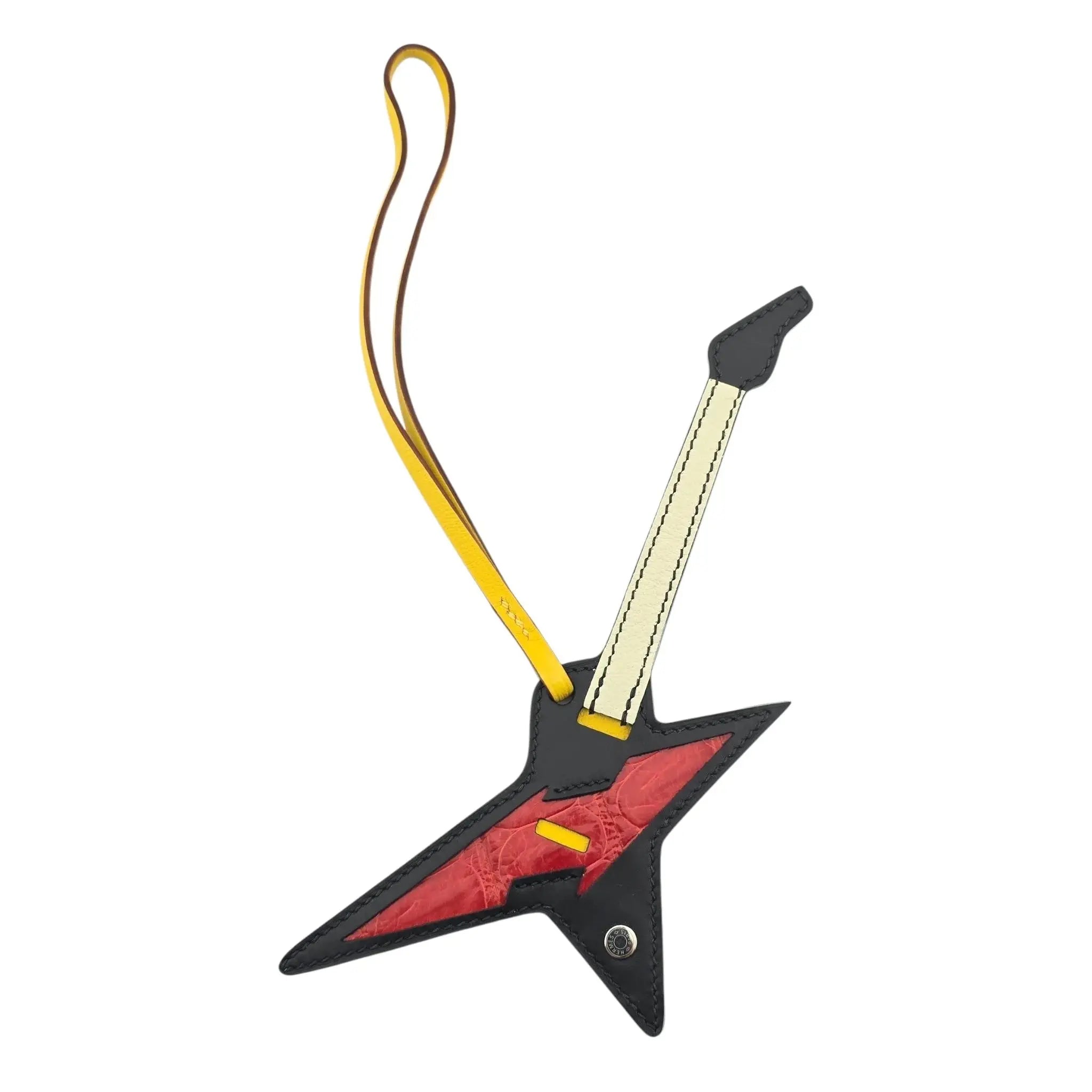 ermès Rock Touch Bag Charm Black Swift and Rouge de Coeur Shiny Alligator Palladium Hardware HERMES