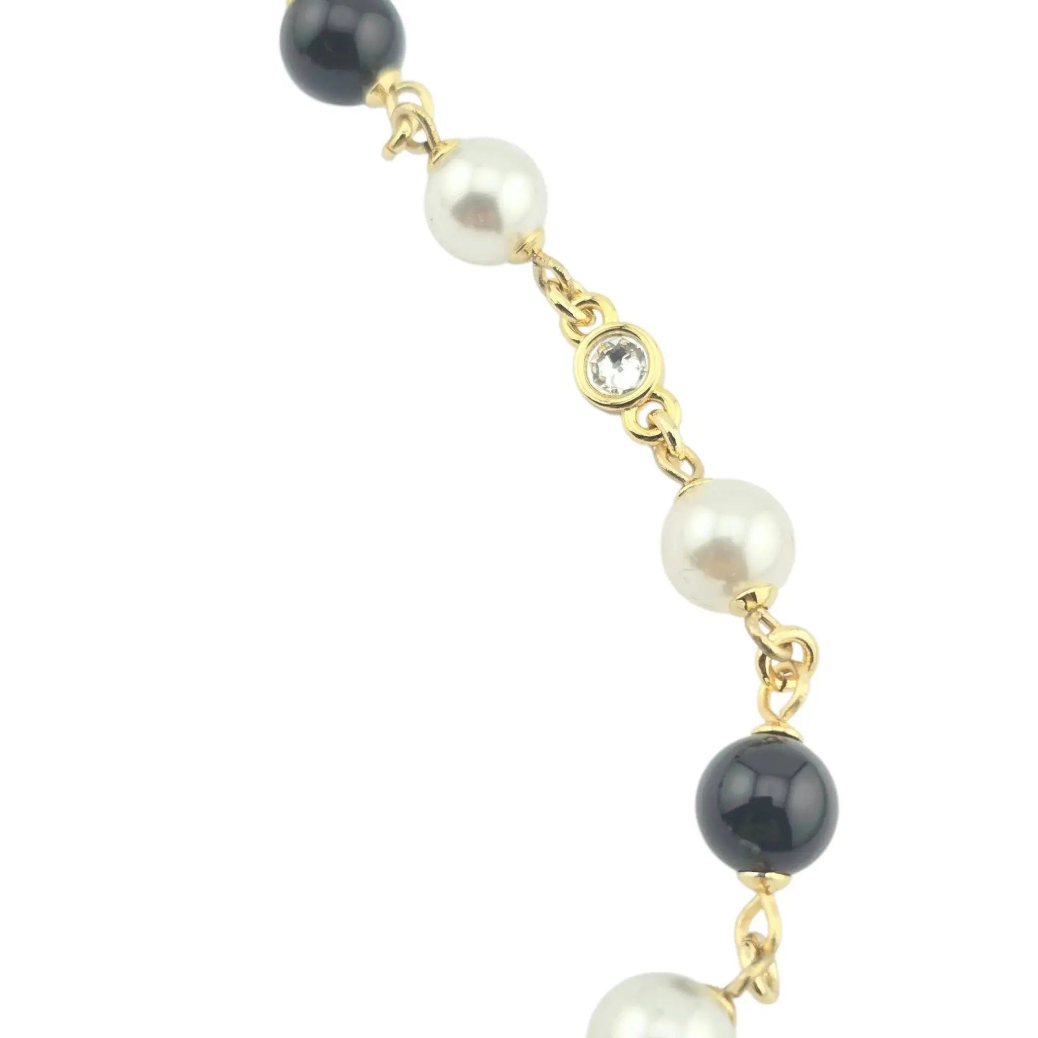 Chanel CC Faux Pearl Crystal Black / Gold Necklace 2024 CHANEL
