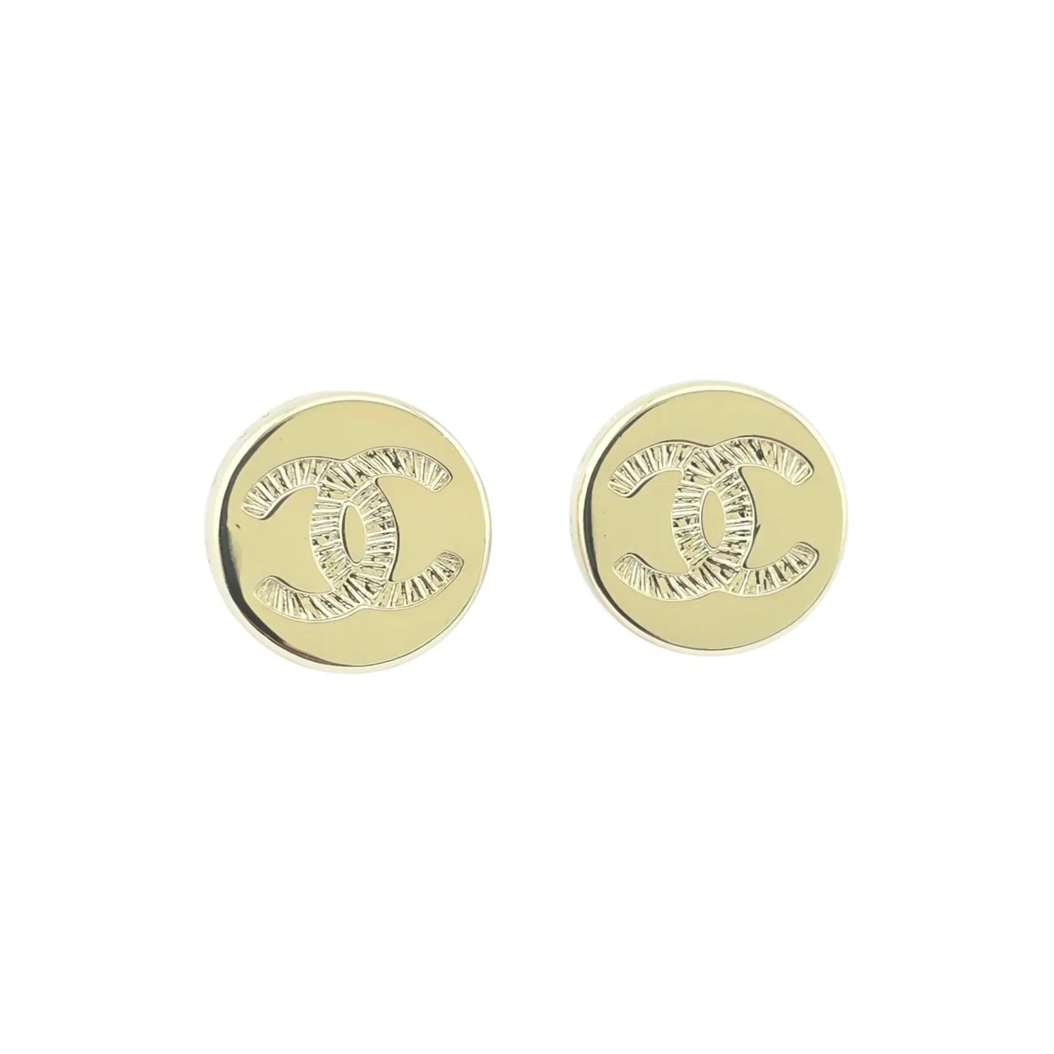 Chanel CC Stud Gold Round Earrings 2025 CHANEL