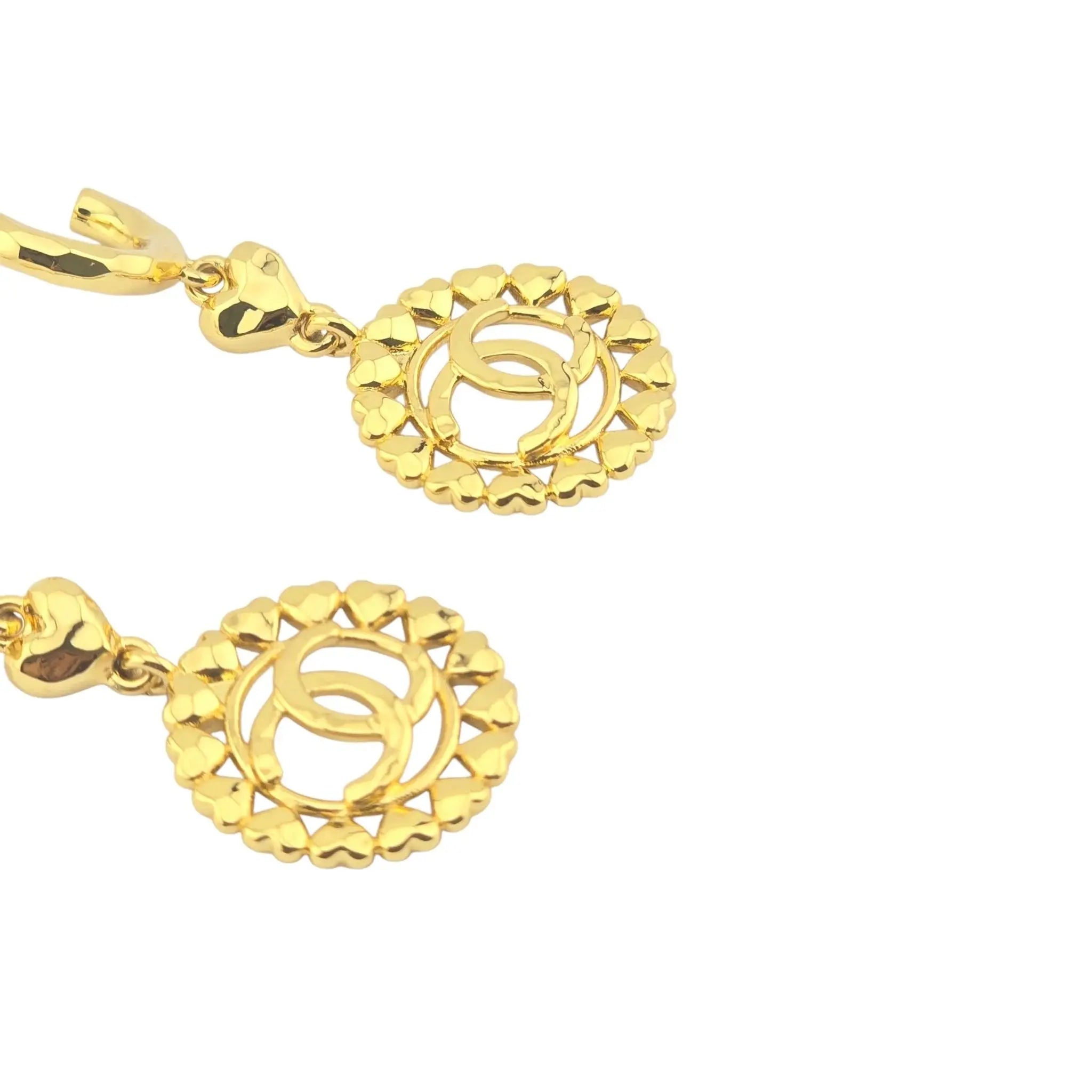 Chanel CC Gold Hearts Drop Earrings 2023 CHANEL
