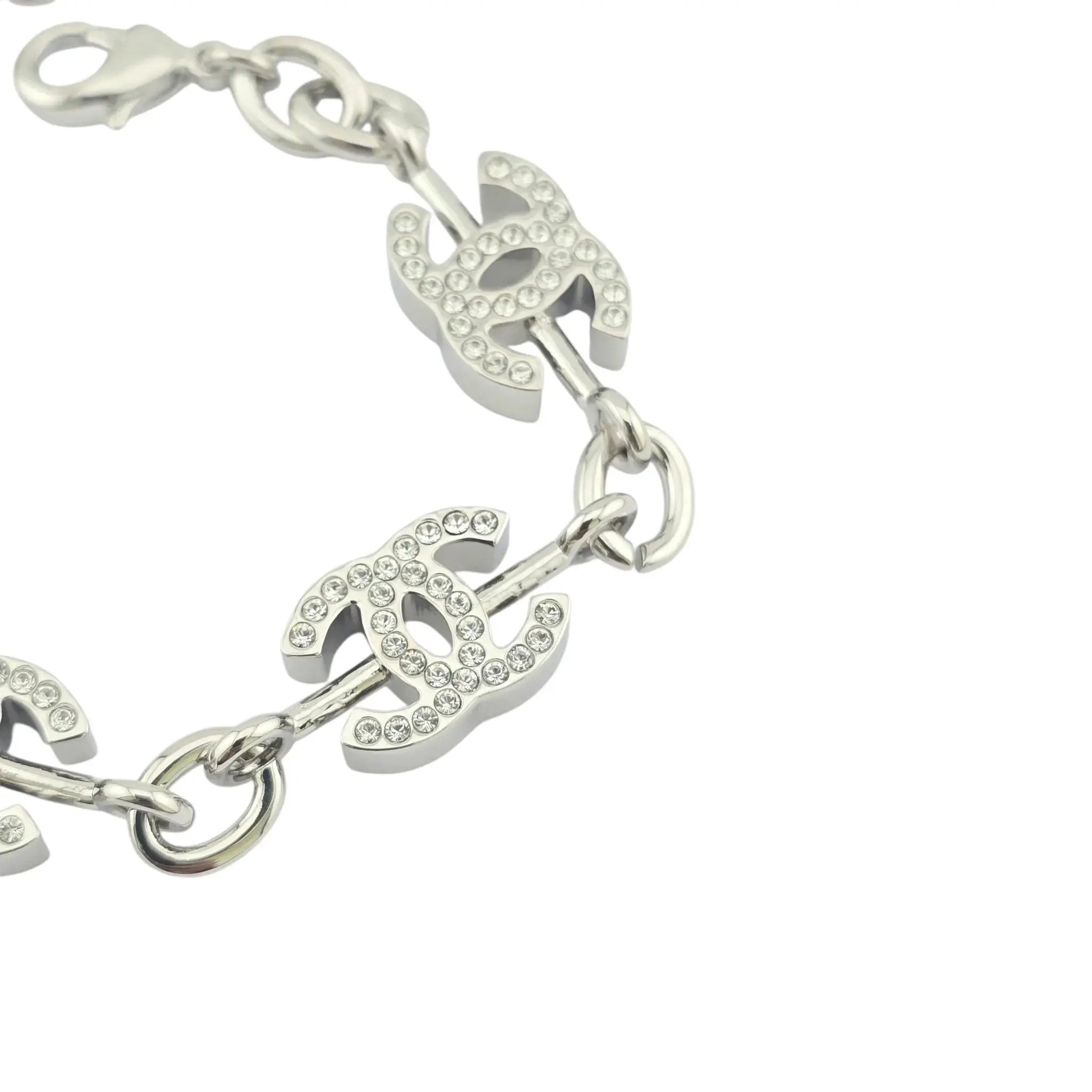 Chanel CC Silver Crystal Bracelet 2025 CHANEL