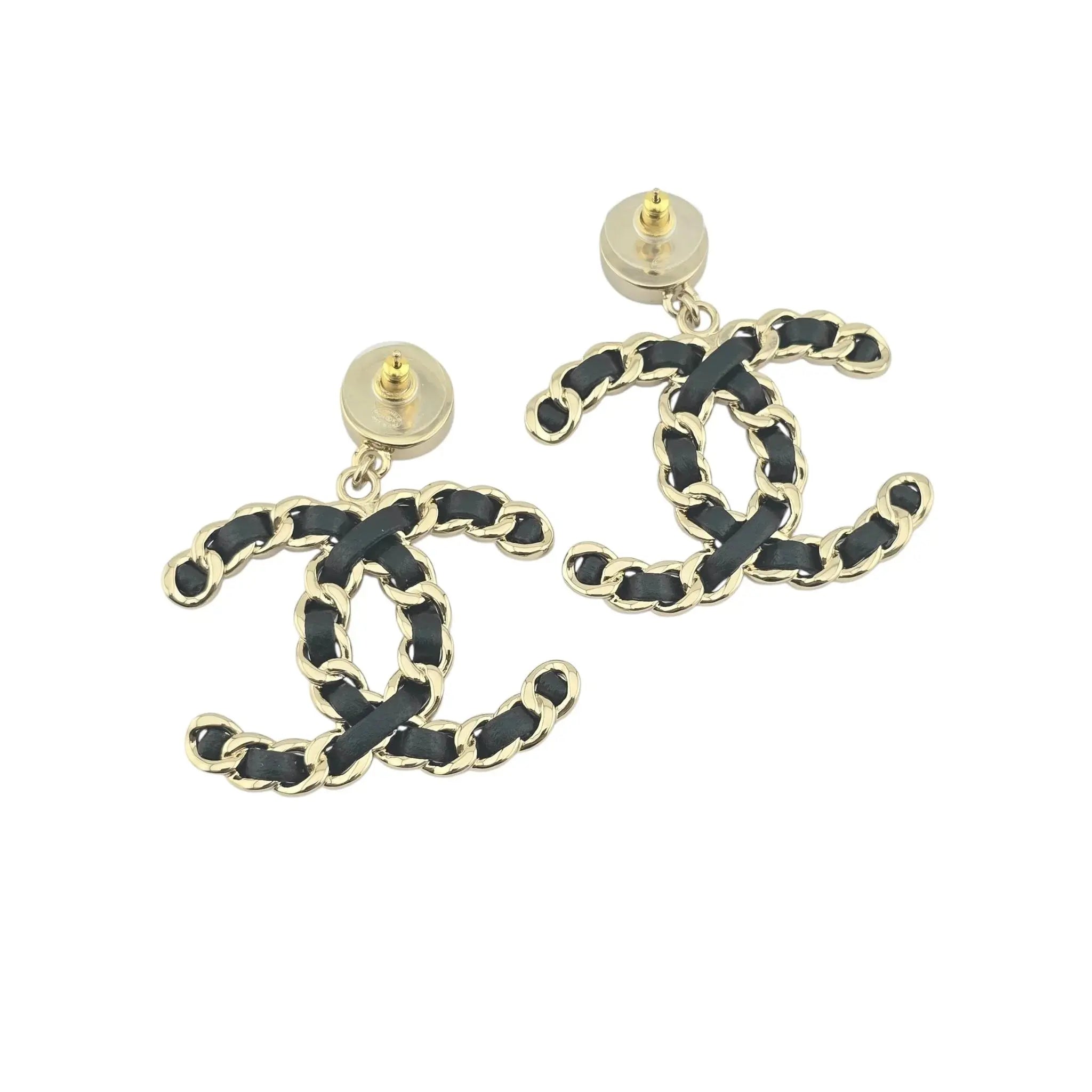 Chanel CC Gold Lambskin Chain Drop Earrings 2025 CHANEL