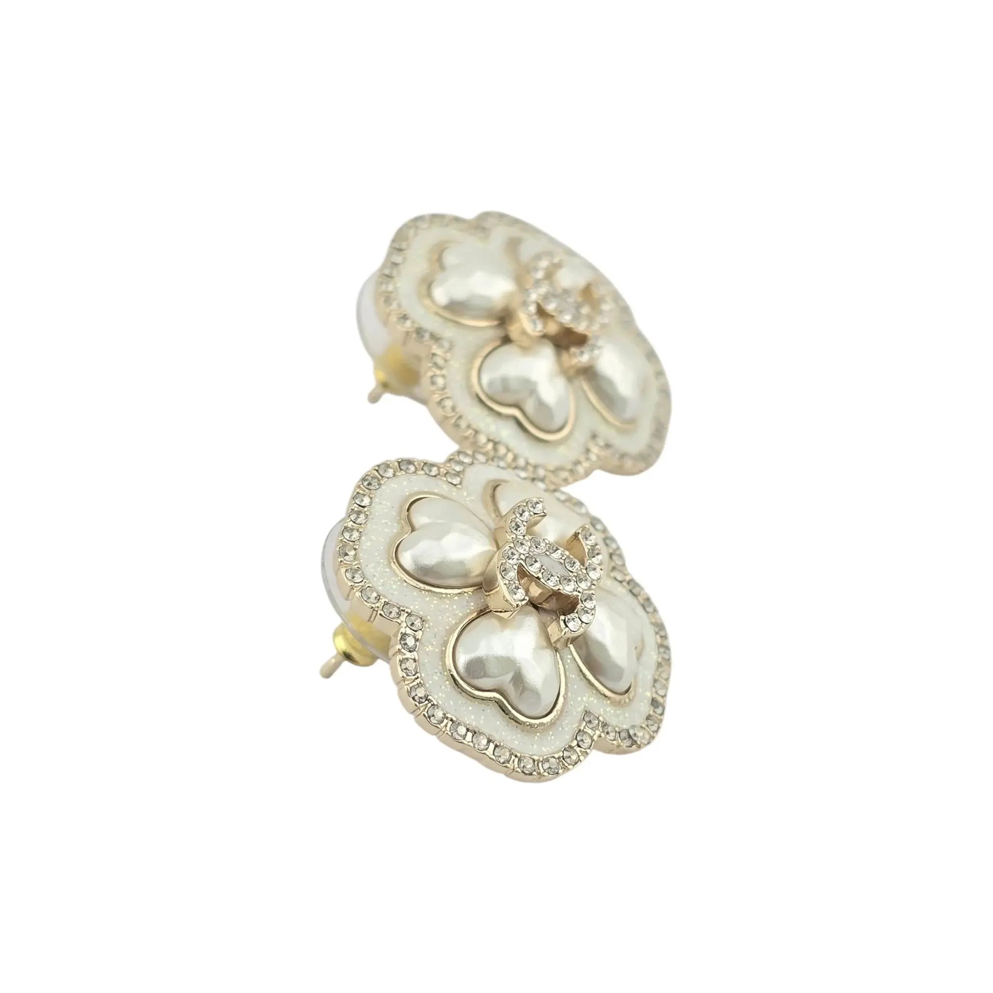 Chanel CC Faux Pearl Resin Hearts Earrings 2024 CHANEL