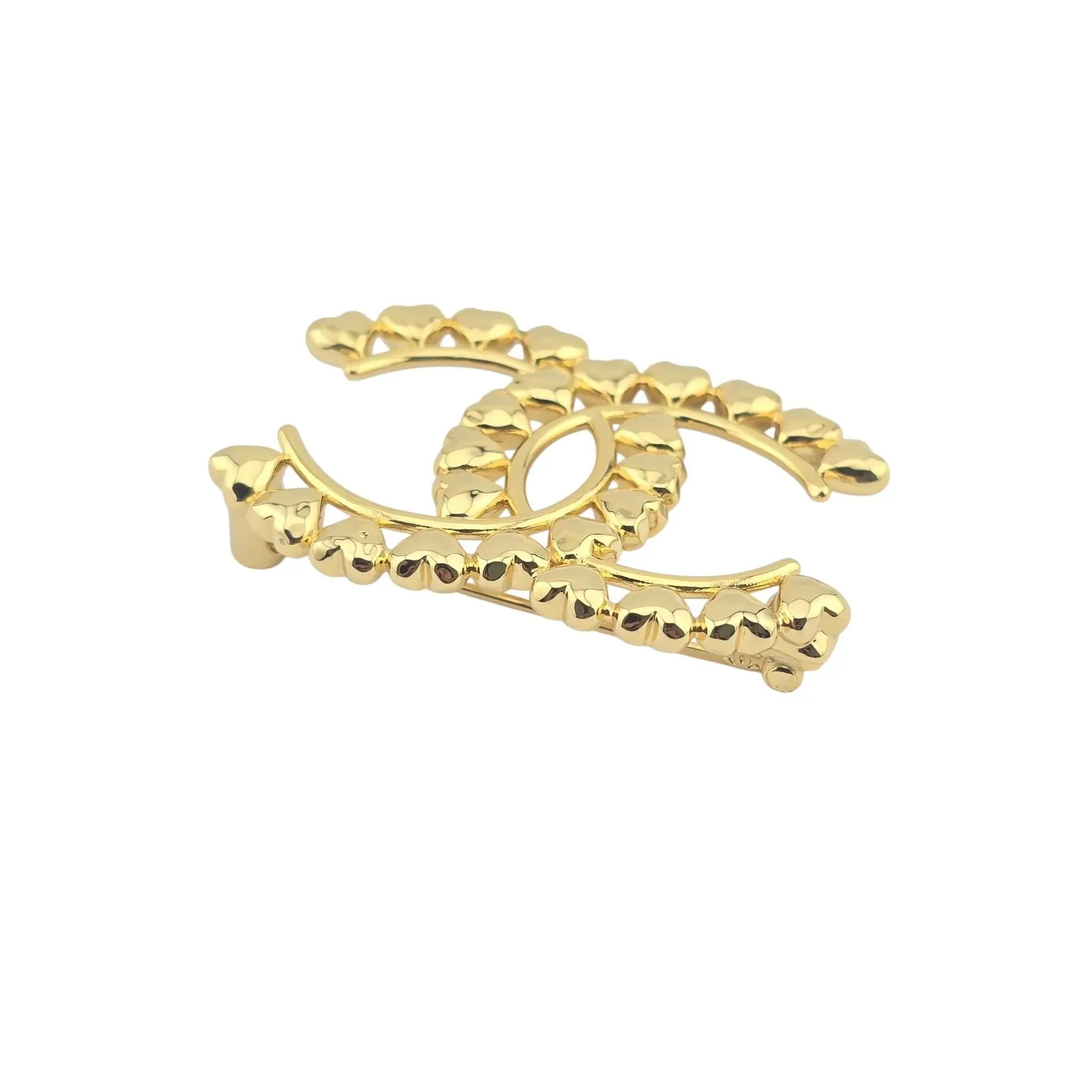 Chanel CC Metal Gold Hearts Brooch 2023 CHANEL