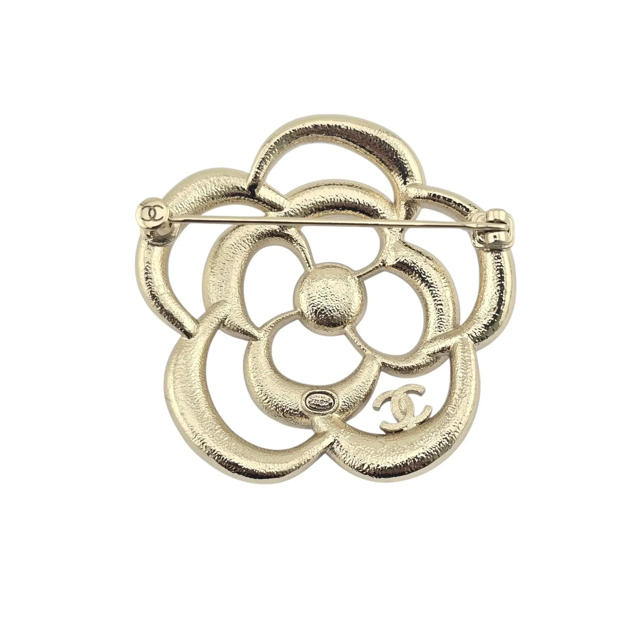 Chanel CC Gold Crystal Camellia Flower Brooch 2025 CHANEL
